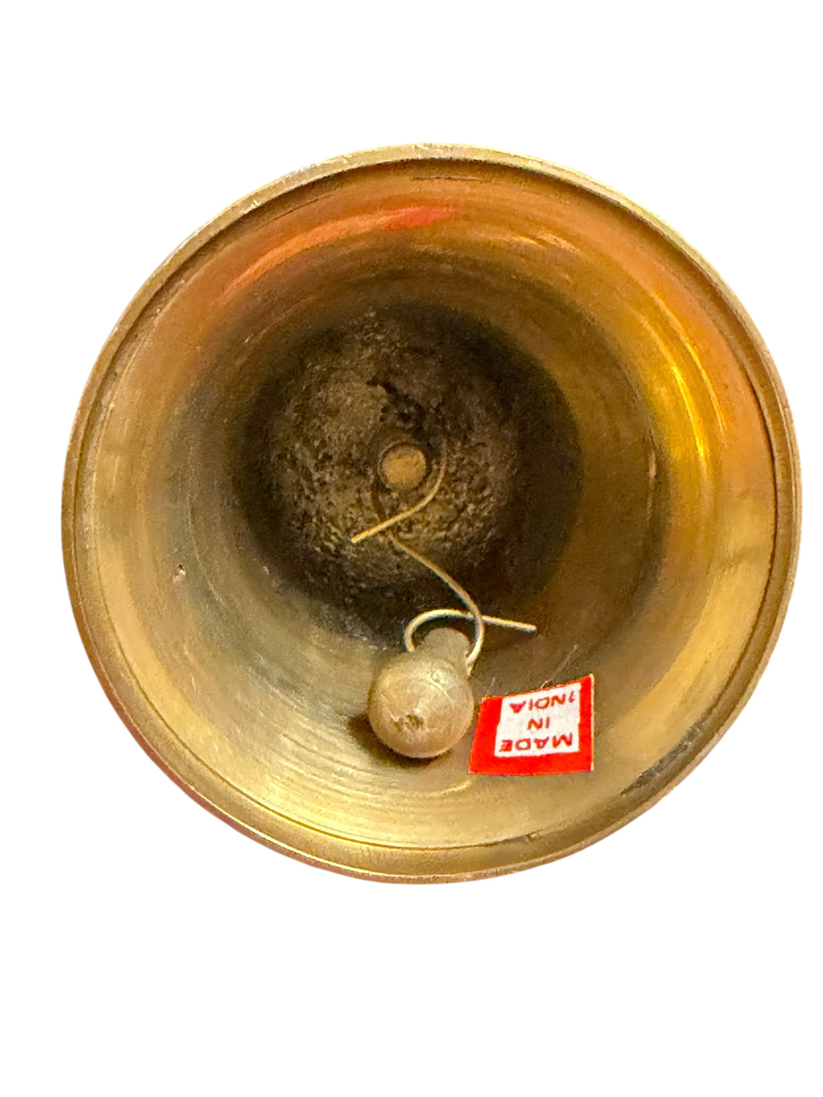 Brass Holly & Berry Hand Bell – Vintage Enameled Christmas Bell