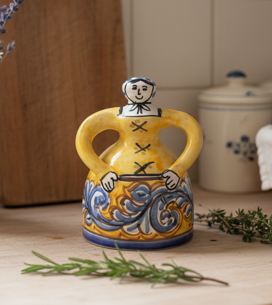 Hand-Painted Vintage Talavera Ceramic Señorita Dinner Bell – España | Majolica Folk Art