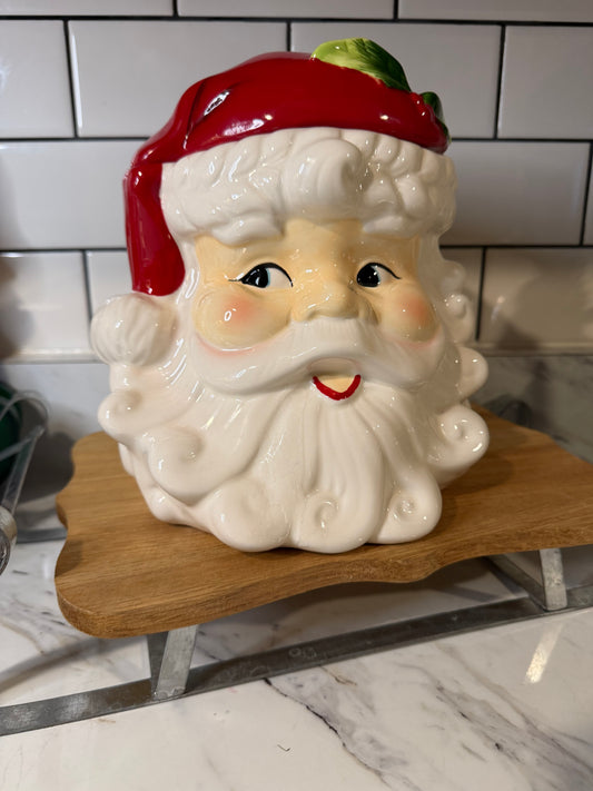 Vintage-Style Ceramic Santa Claus Cookie Jar “Winking Santa” — Sleigh Bell Bistro