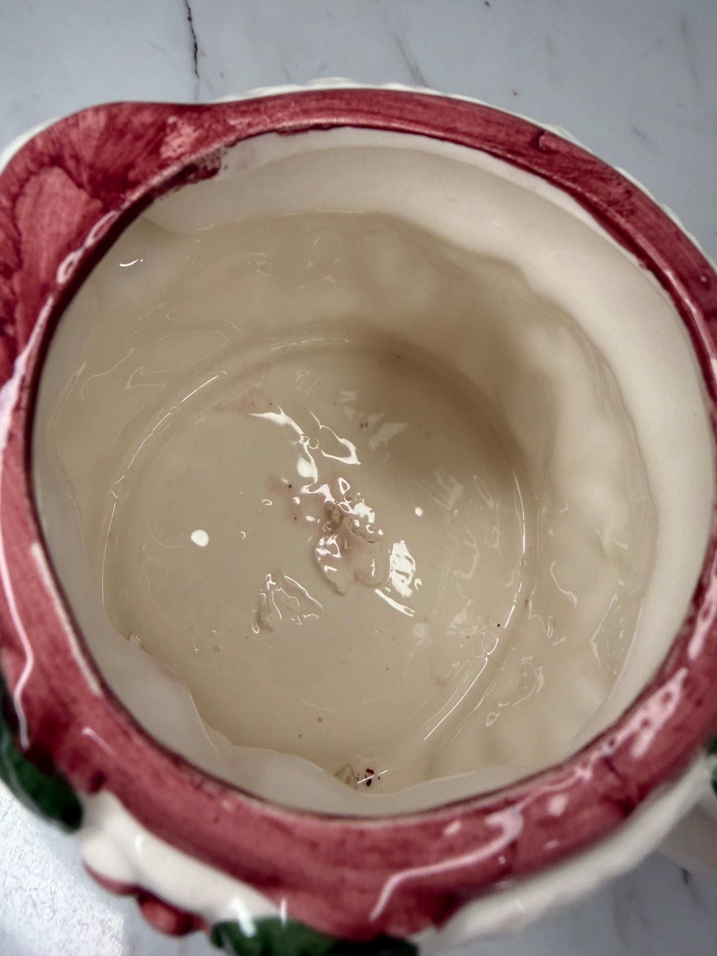 Vintage Slip-Cast Ceramic Santa Claus with Rosy Cheeks & Mistletoe