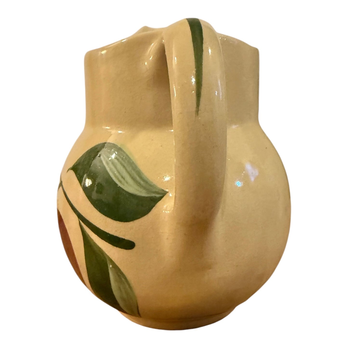 Watt Pottery Apple Pitcher | Hand-Painted Stoneware Creamer | 1950s Ohio Yellow Ware Kitchen Decor | Farmhouse Collectible