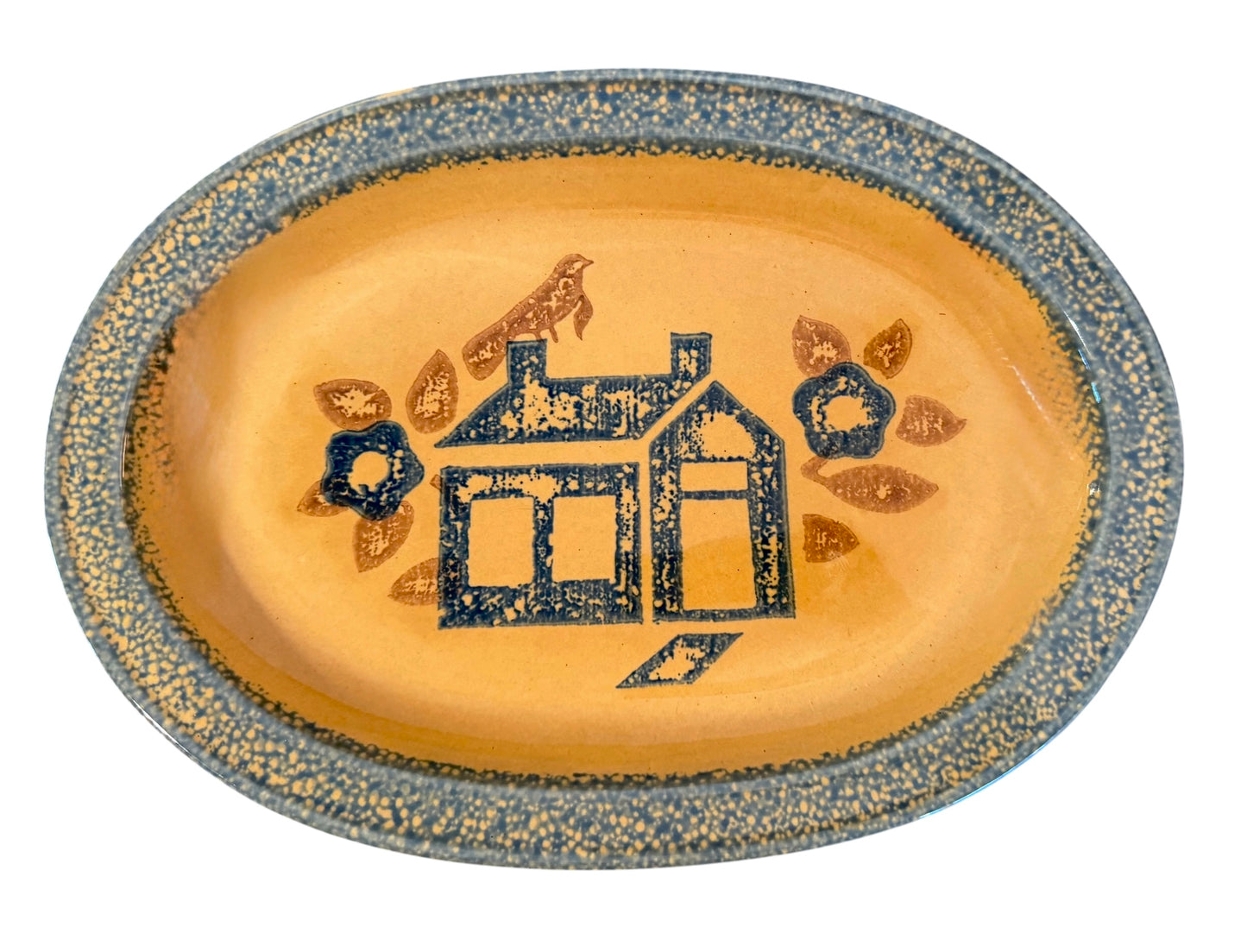 Pfaltzgraff “America” Oval Vintage Serving Platter – 14” Folk Art Stoneware (MAFA Collection)