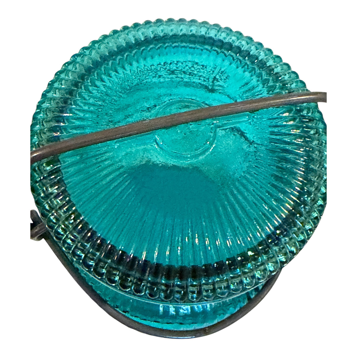 Avon Teal Glass Mason Jar Canister – Vintage 1970s Bail Lid Jar
