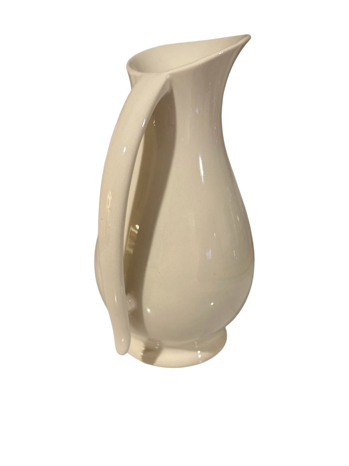 Off-White Ironstone “Semi-Porcelain” Style Pitcher | Mid-Century | Ivory Farmhouse Decor