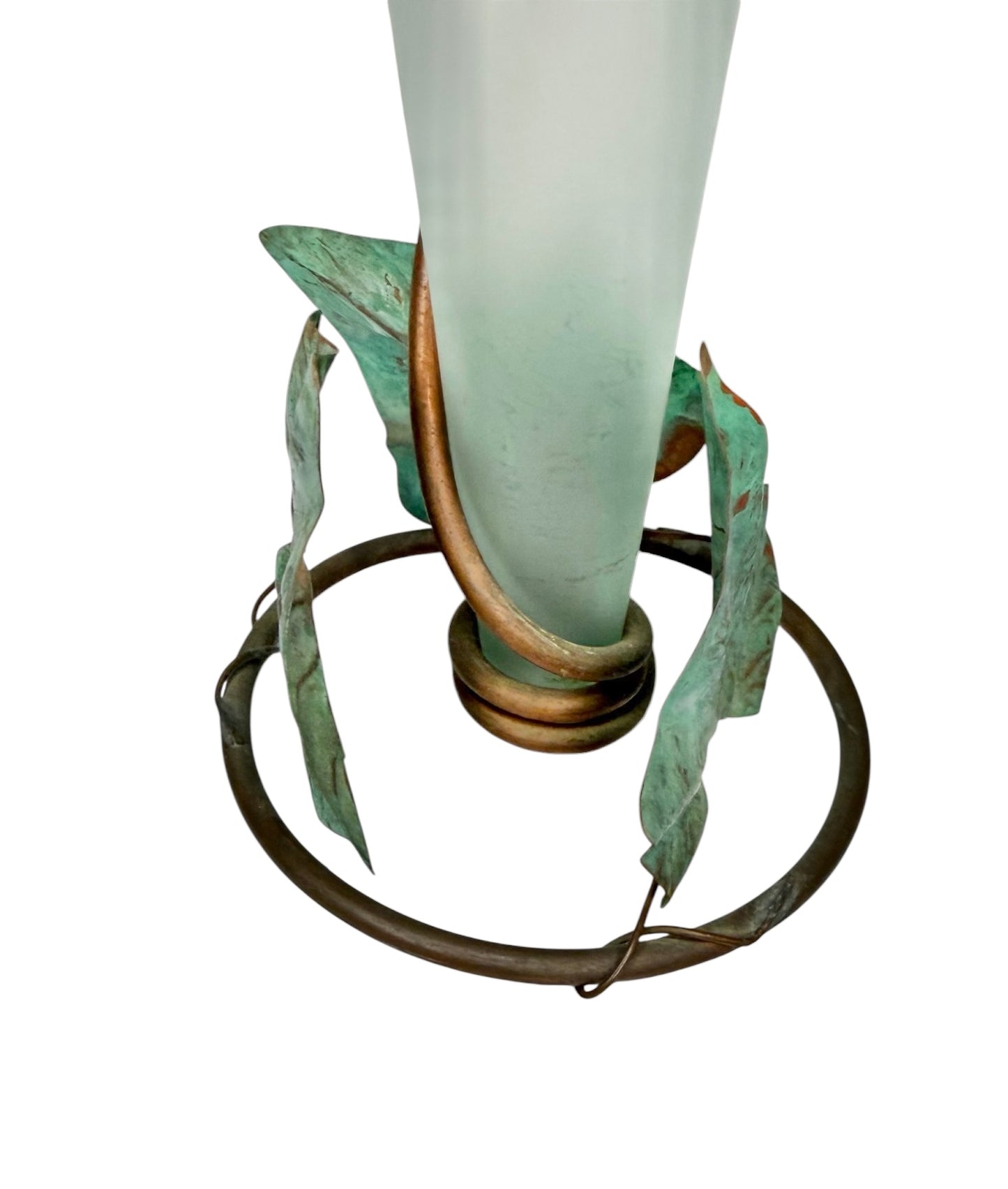 Bud Vase Vintage Glass with Copper Vine Wrap | Hollywood Regency Floral Accent