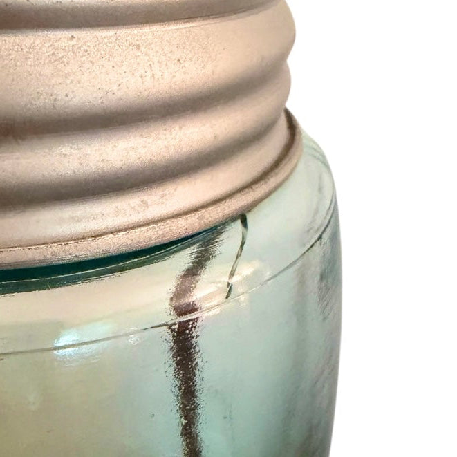 Antique Atlas Mason’s Patent Jar Lamp | Rustic Upcycled Aqua Glass Table Lamp