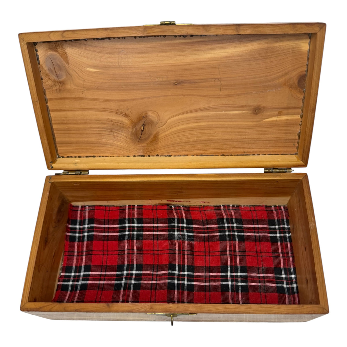 Vintage Cedar Keepsake Jewelry Box – Art Deco-Style Brass Latch - Riser