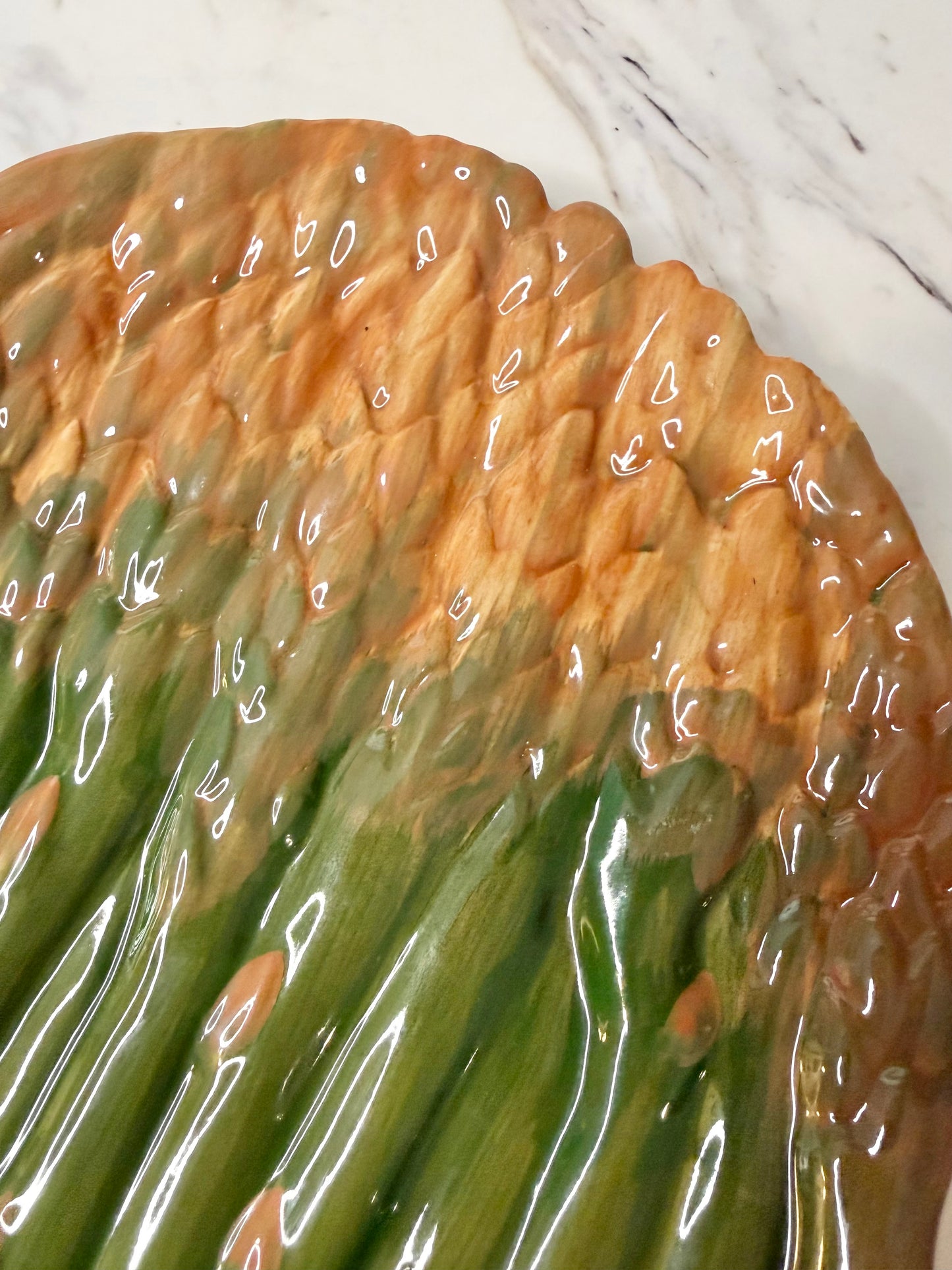 Vintage Lillian Vernon Asparagus Plate – Hand-Painted Ceramic Serving Dish