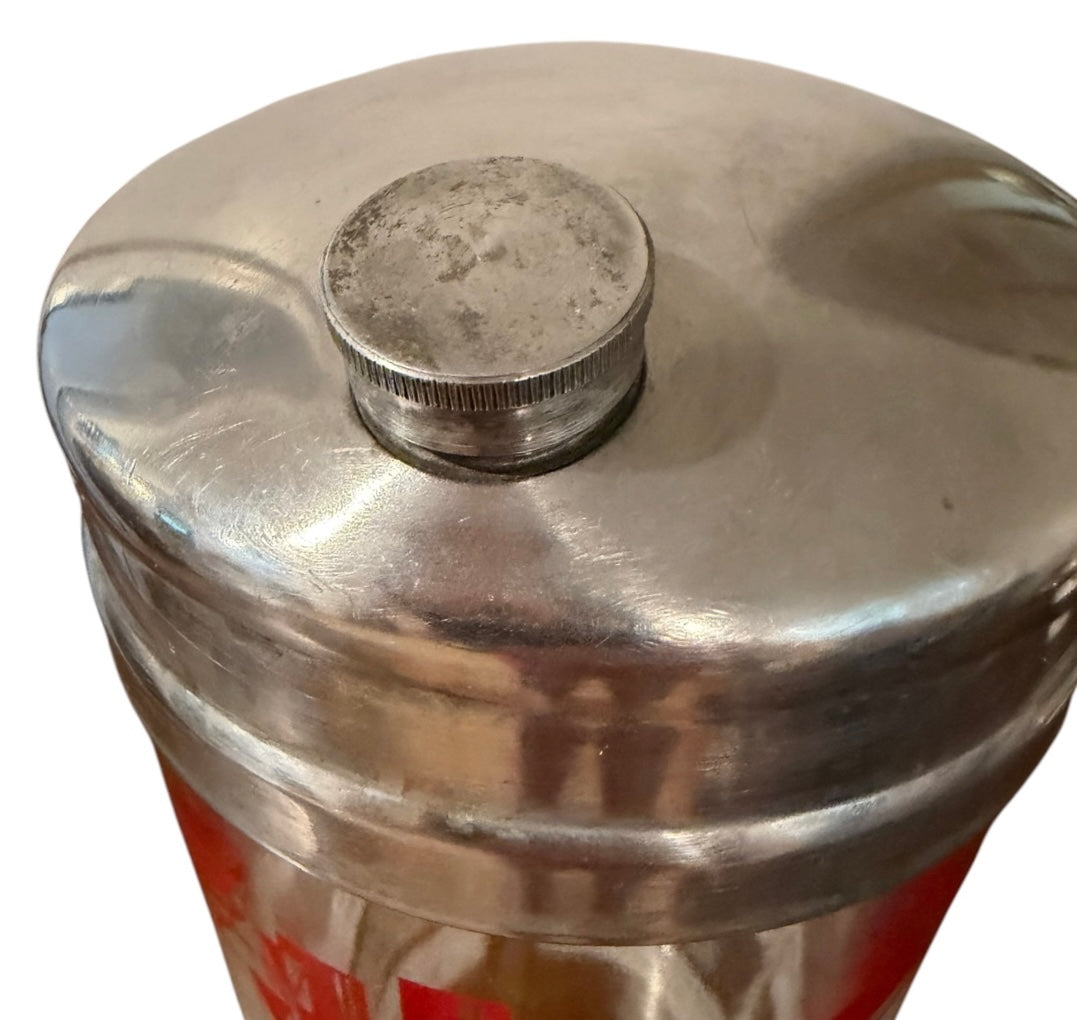 Mid-Century Modern Recipe Cocktail Shaker – Hazel-Atlas Style Barware | Retro Glass Mixer