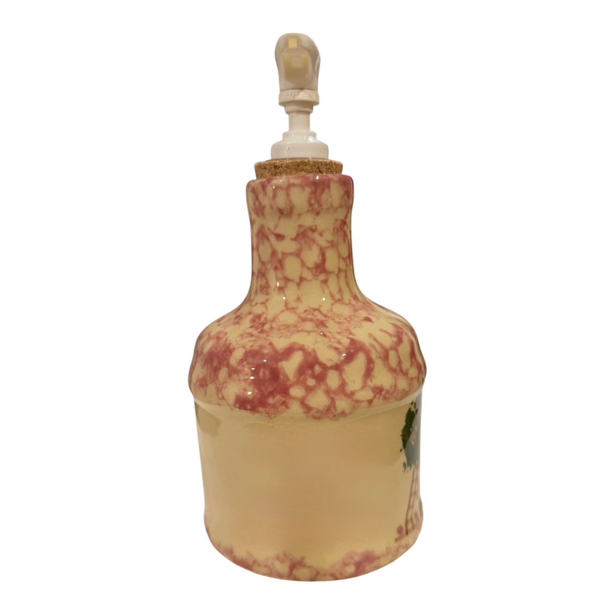 Alpine Pottery 1997 Cranberry Spongeware Jug Soap Dispenser – Roseville, Ohio