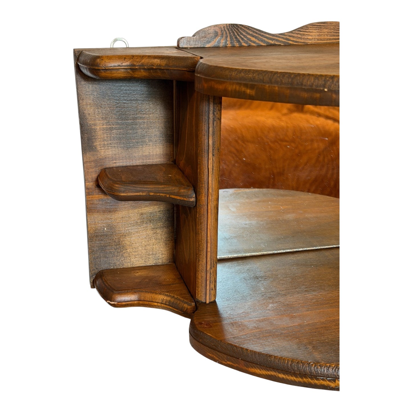 Vintage Mid-Century Mirrored Shadow Box Curio Shelf | Wood Wall Display