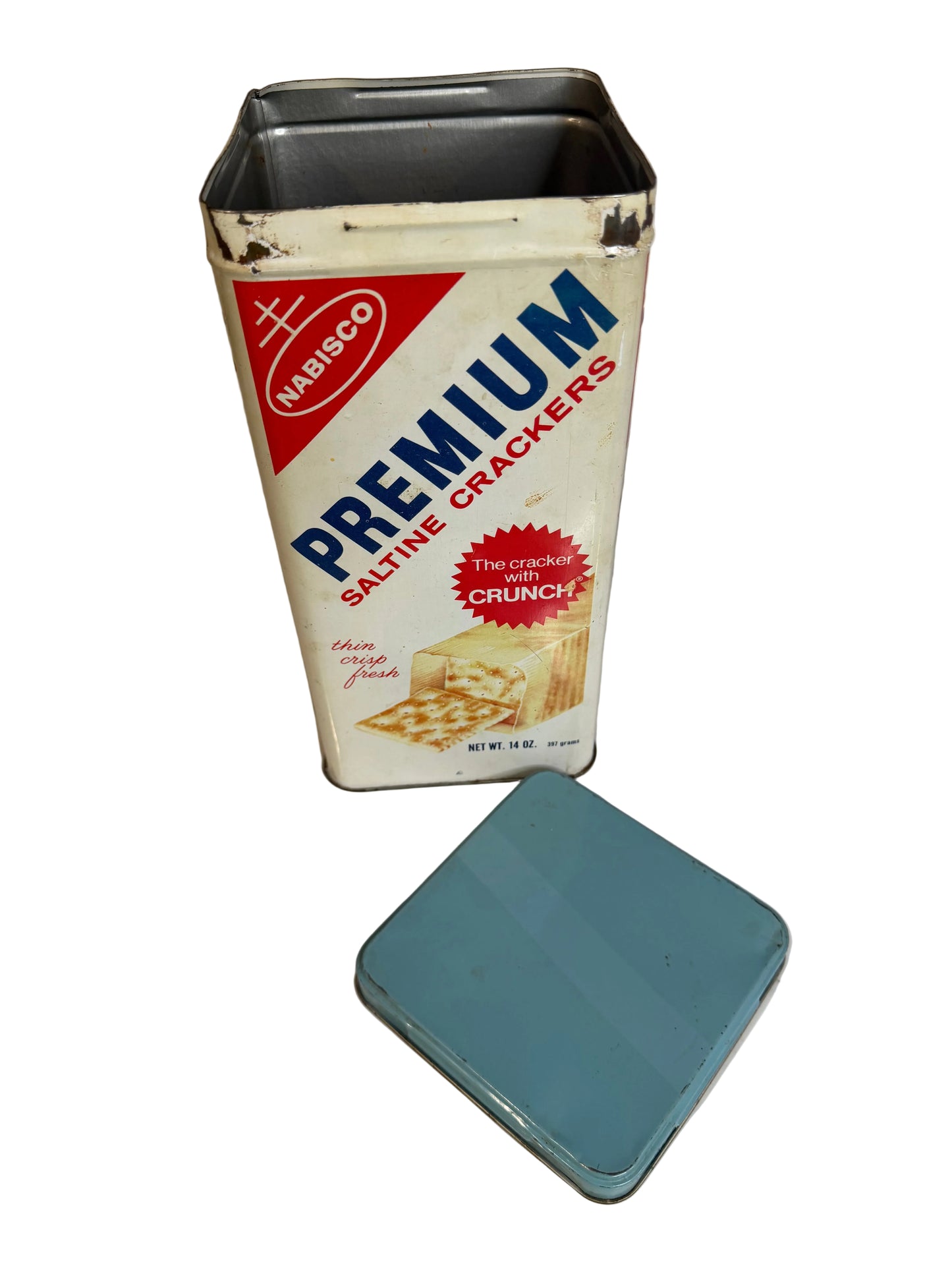 Vintage Nabisco Premium Saltine Cracker Tin Canister (c. 1969)