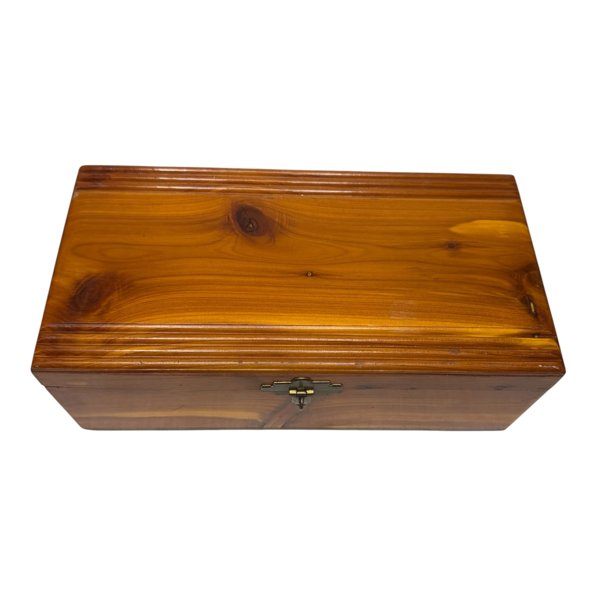 Vintage Cedar Keepsake Jewelry Box – Art Deco-Style Brass Latch - Riser