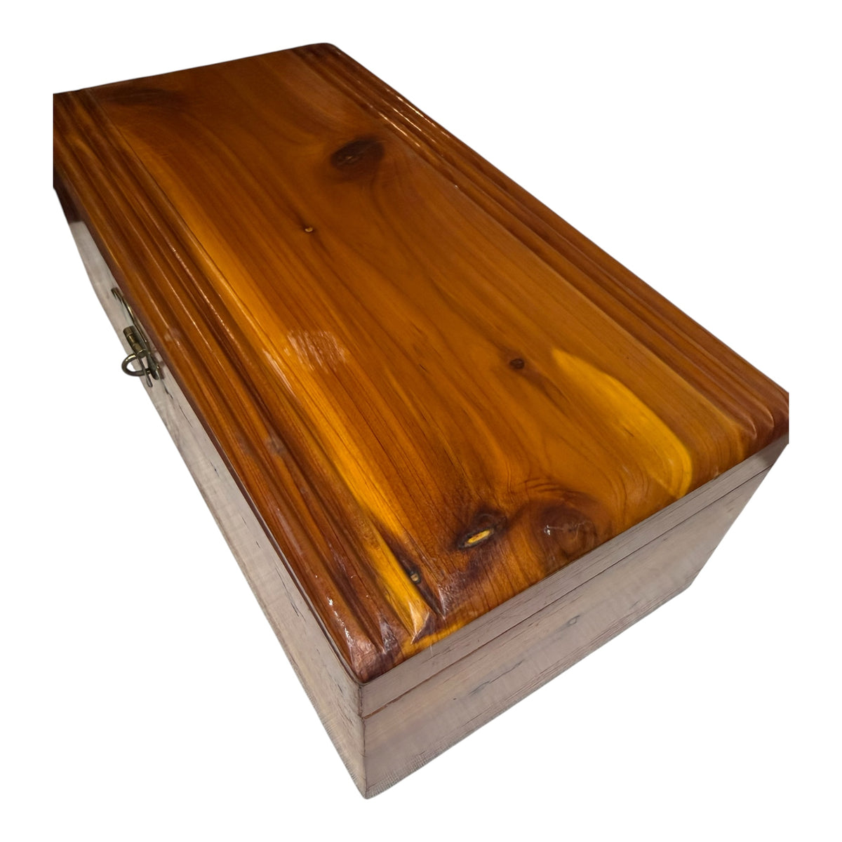 Vintage Cedar Keepsake Jewelry Box – Art Deco-Style Brass Latch - Riser