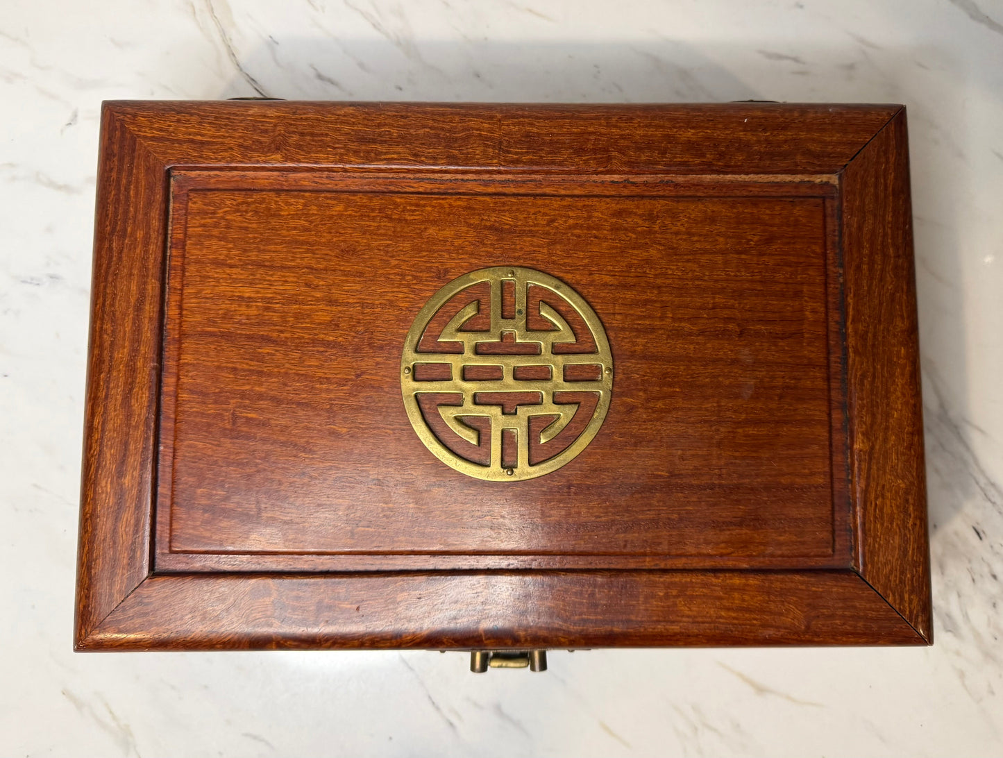 Vintage Chinese Mahogany Jewelry Box by George Zee & Co.