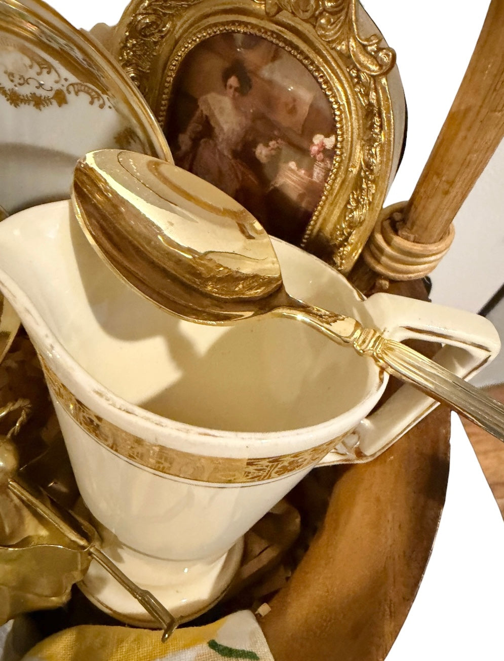 Curated Vintage Grandmillennial Basket | Collected Charm Home Decor Bundle