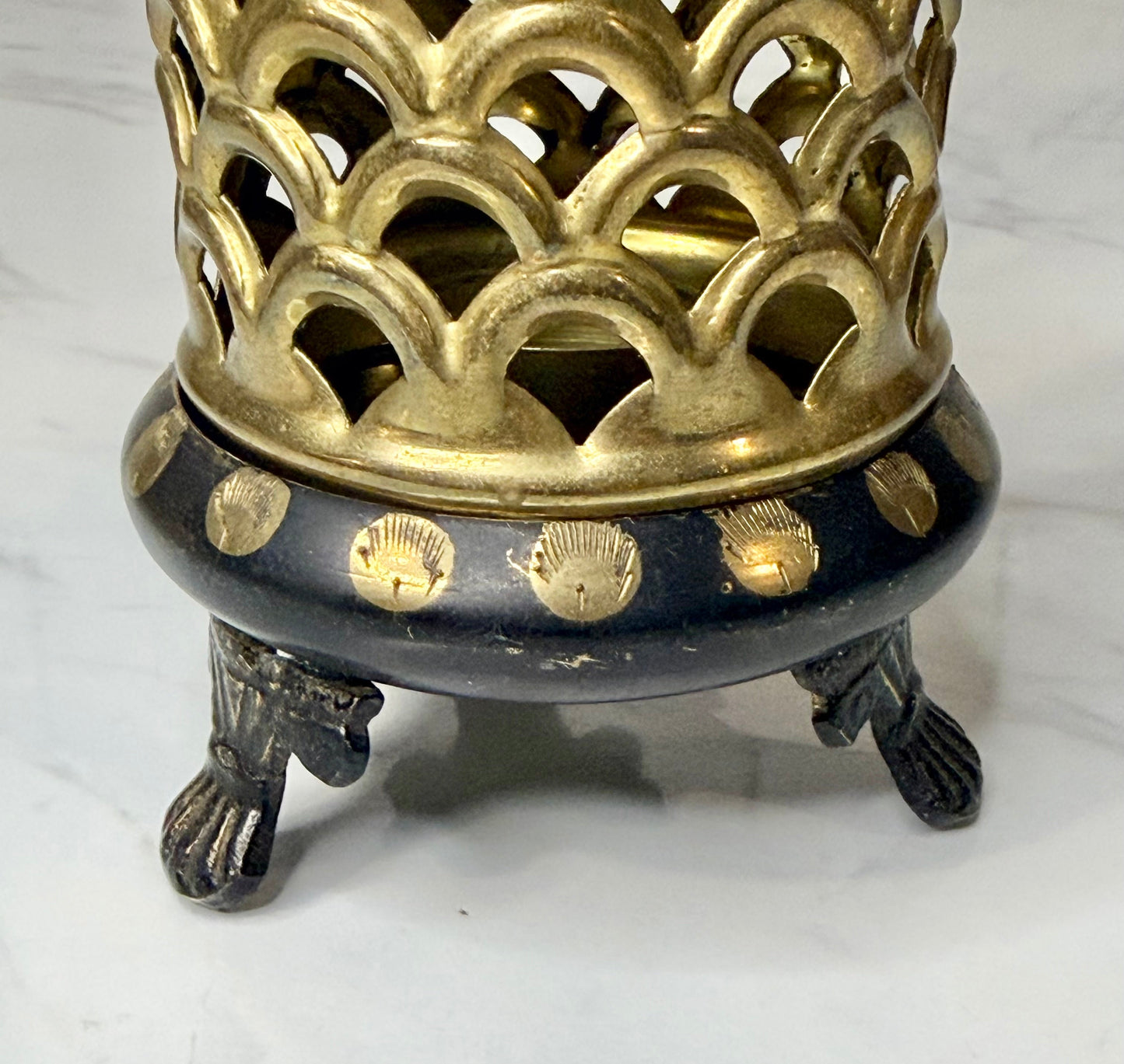 Vintage Brass Pierced Lantern Candle Holder
