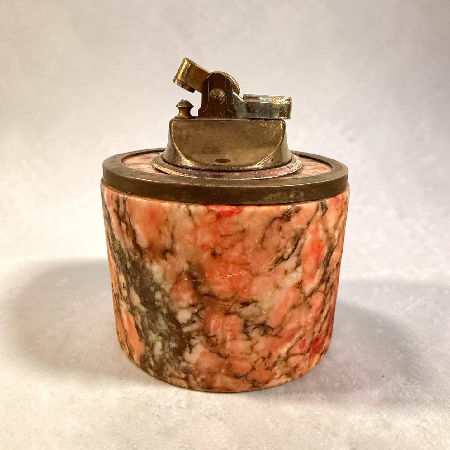 Italian Alabaster Vintage Table Lighter & Ashtray Smoking Set