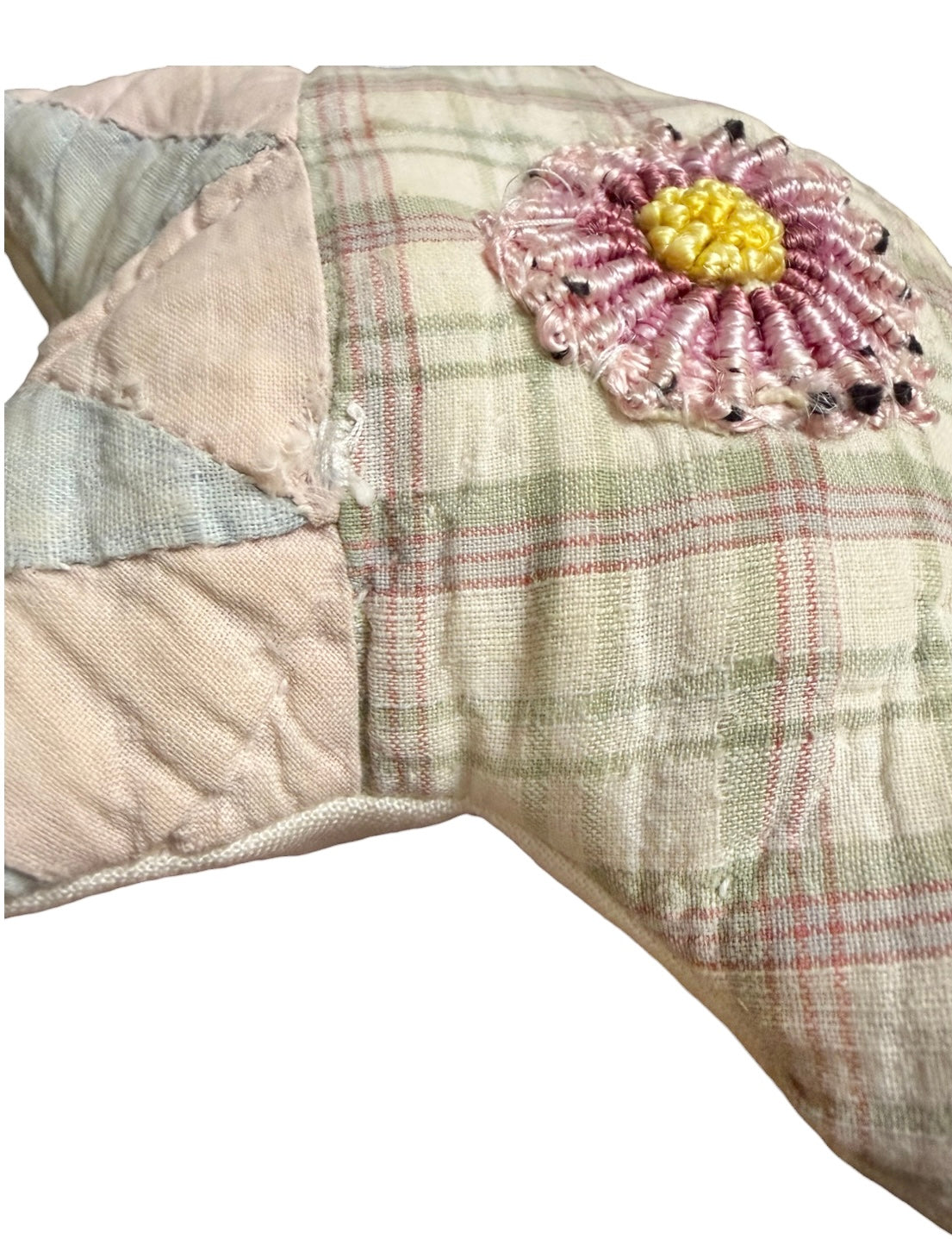 Small Handmade Vintage Cutter Quilt Star Pillow | Repurposed Textile Art | Cottage Farmhouse Decor | 9”