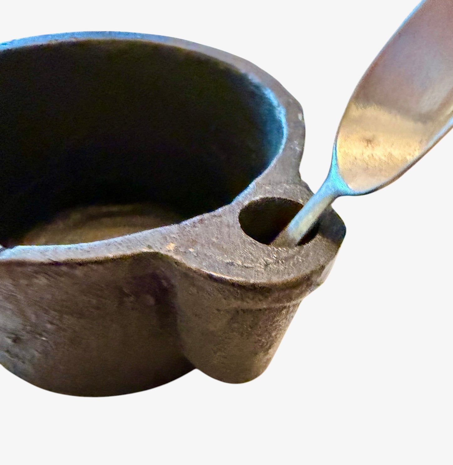 Cast Iron Vintage Salt Cellar with Spoon | Rustic Kitchen Salt Pig