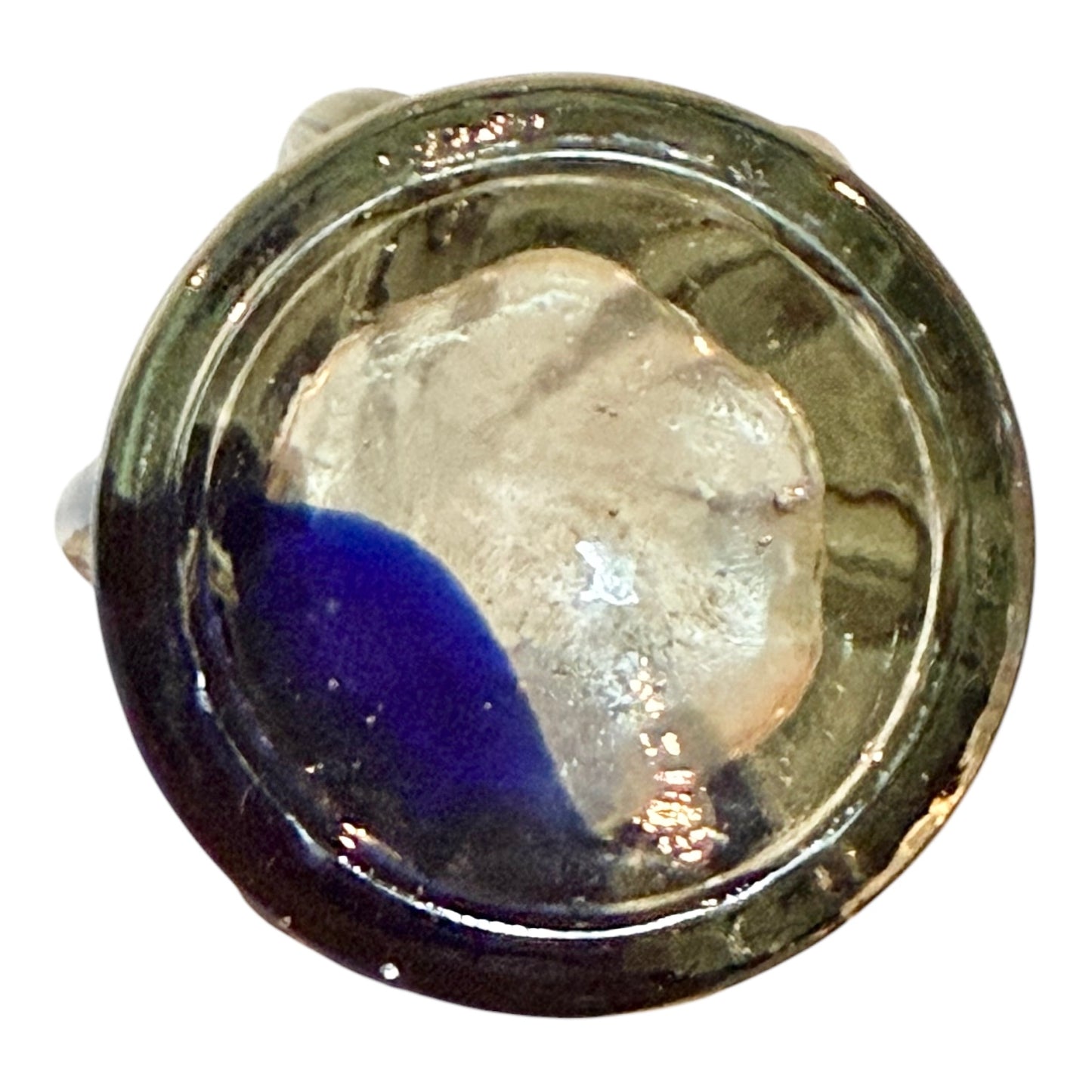 Murano Style Art Vintage Glass Finger Swung Bud Vase | Cobalt Blue Twisted Ribbon Spiral | 9”
