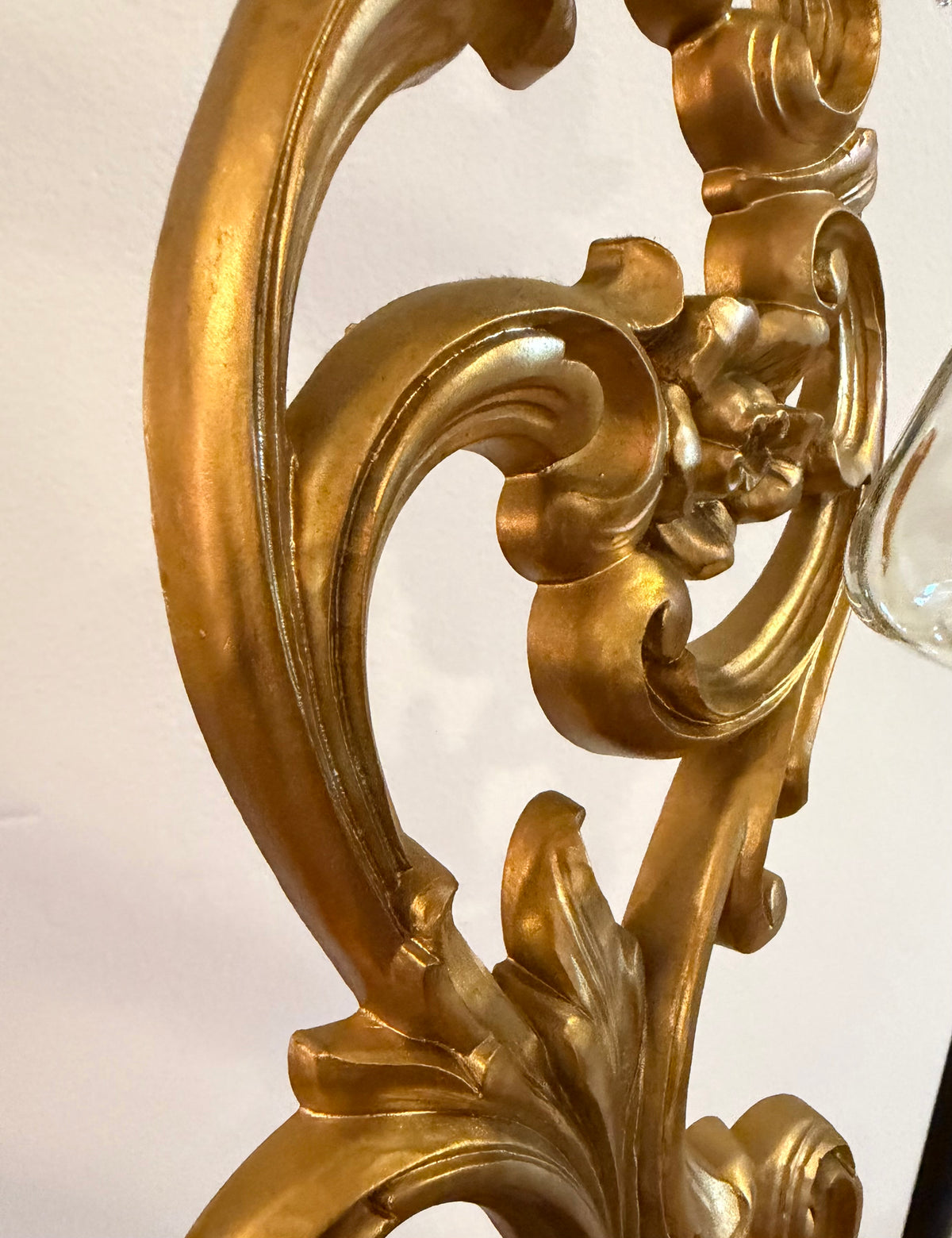 HOMCO 4118 Gold Hollywood Regency Wall Sconces – Pair with Glass Votive Cups – 16”