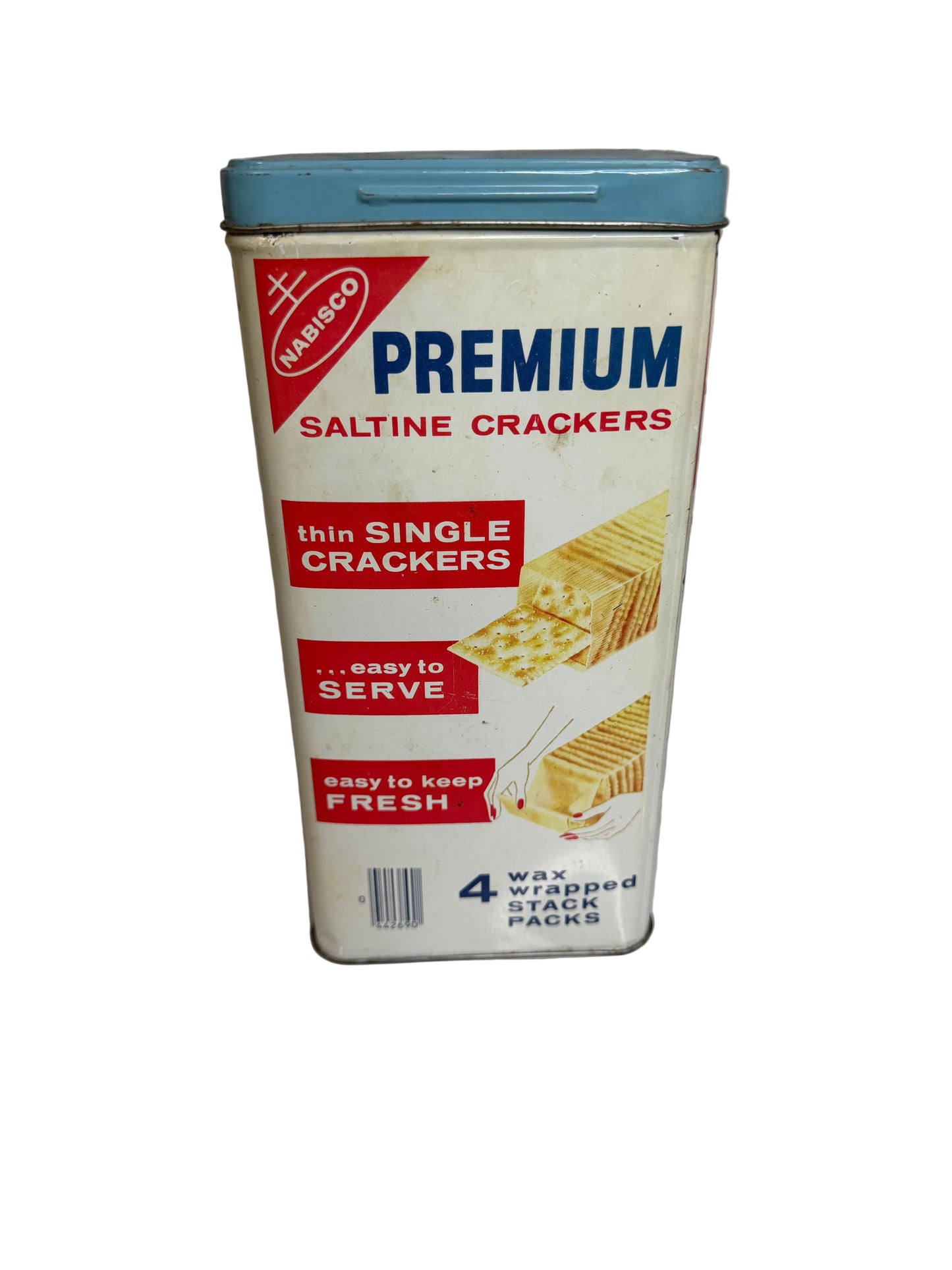 Vintage Nabisco Premium Saltine Cracker Tin Canister (c. 1969)
