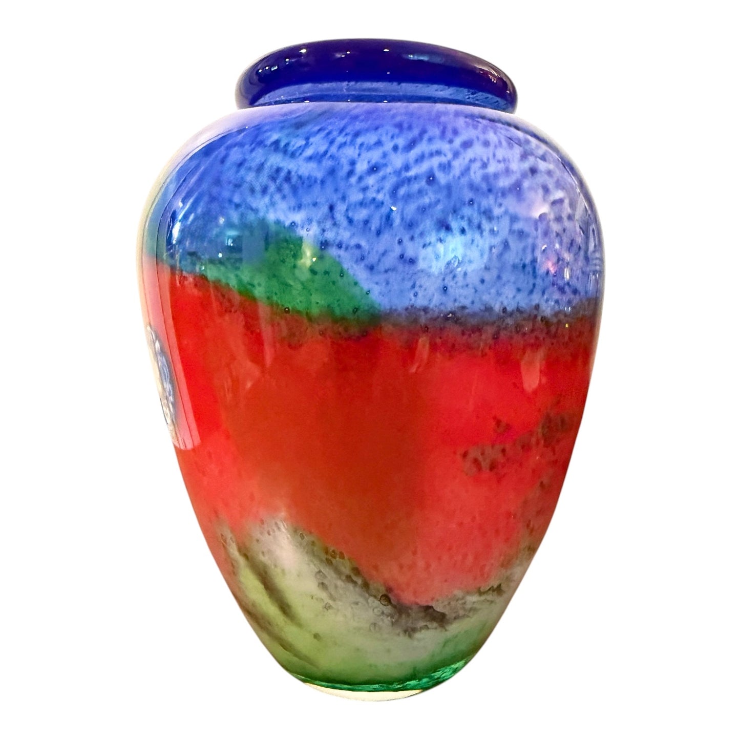 Murano-Style Vintage Millefiori Art Glass Vase – Hand-Blown Murrine Mosaic Cased Glass