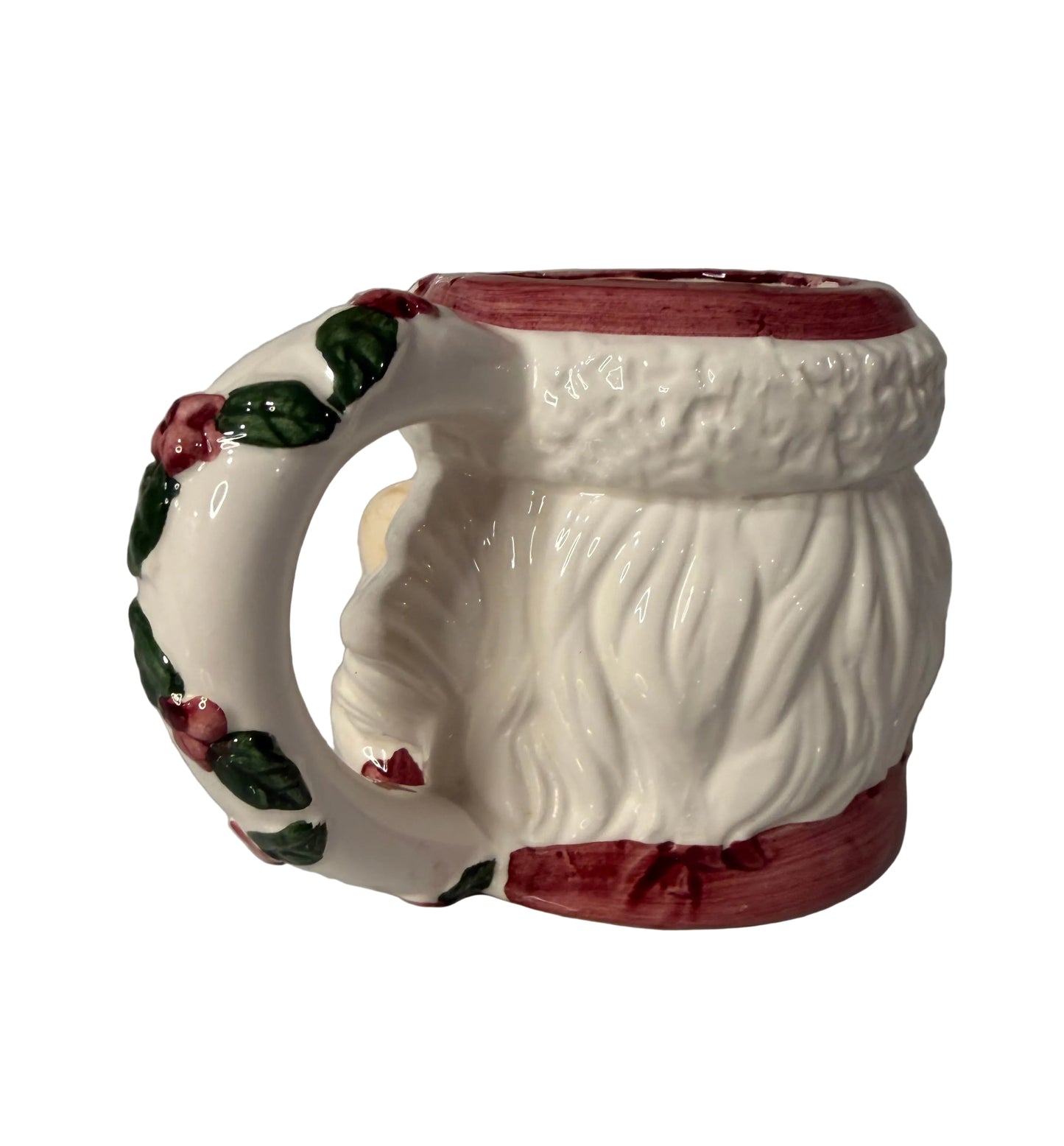 Vintage Slip-Cast Ceramic Santa Claus with Rosy Cheeks & Mistletoe