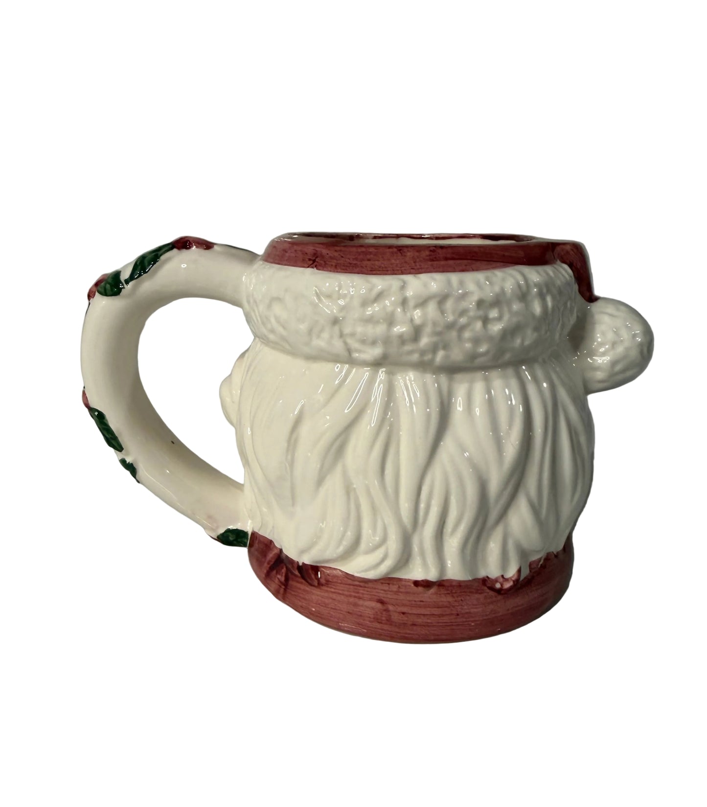 Vintage Slip-Cast Ceramic Santa Claus with Rosy Cheeks & Mistletoe