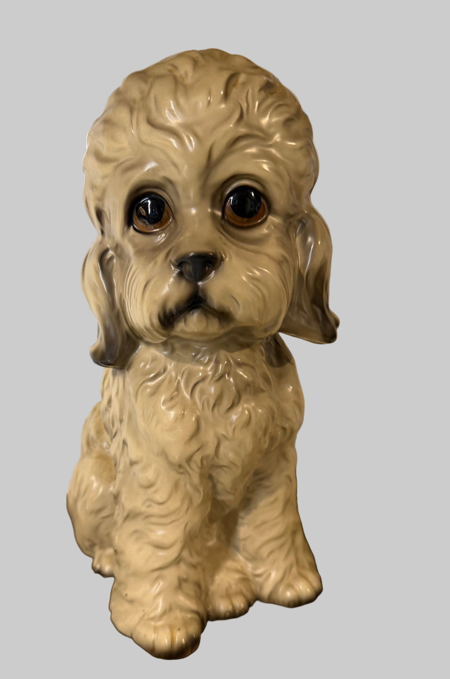 Vintage Mid-Century Ceramic Dog Figurine – Kitsch / Soulful Eyes