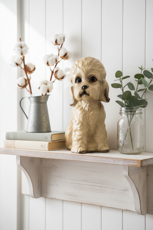 Vintage Mid-Century Ceramic Dog Figurine – Kitsch / Soulful Eyes