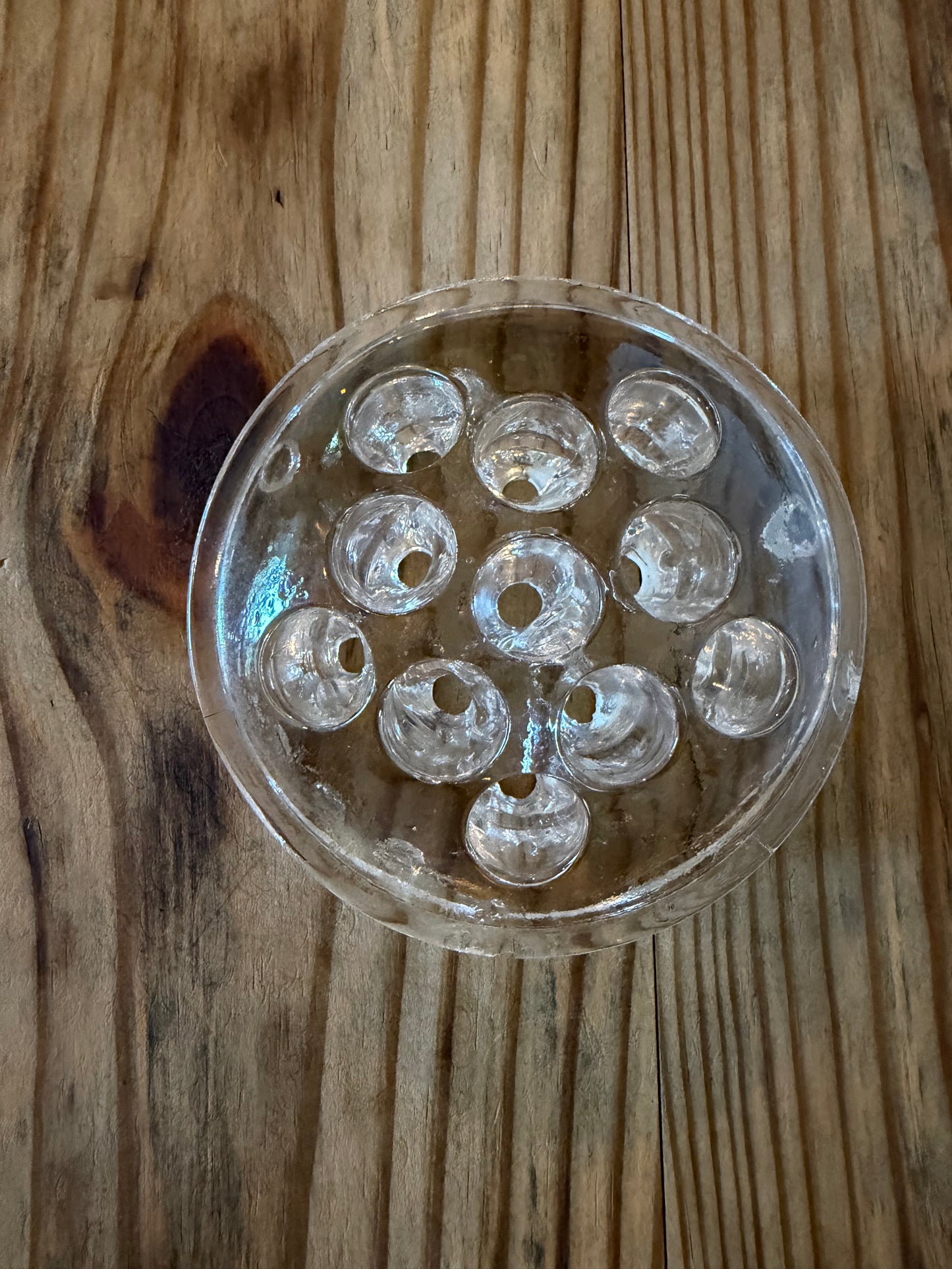 Vintage Glass Flower Frog – Mid-Century Floral Arranging Tool