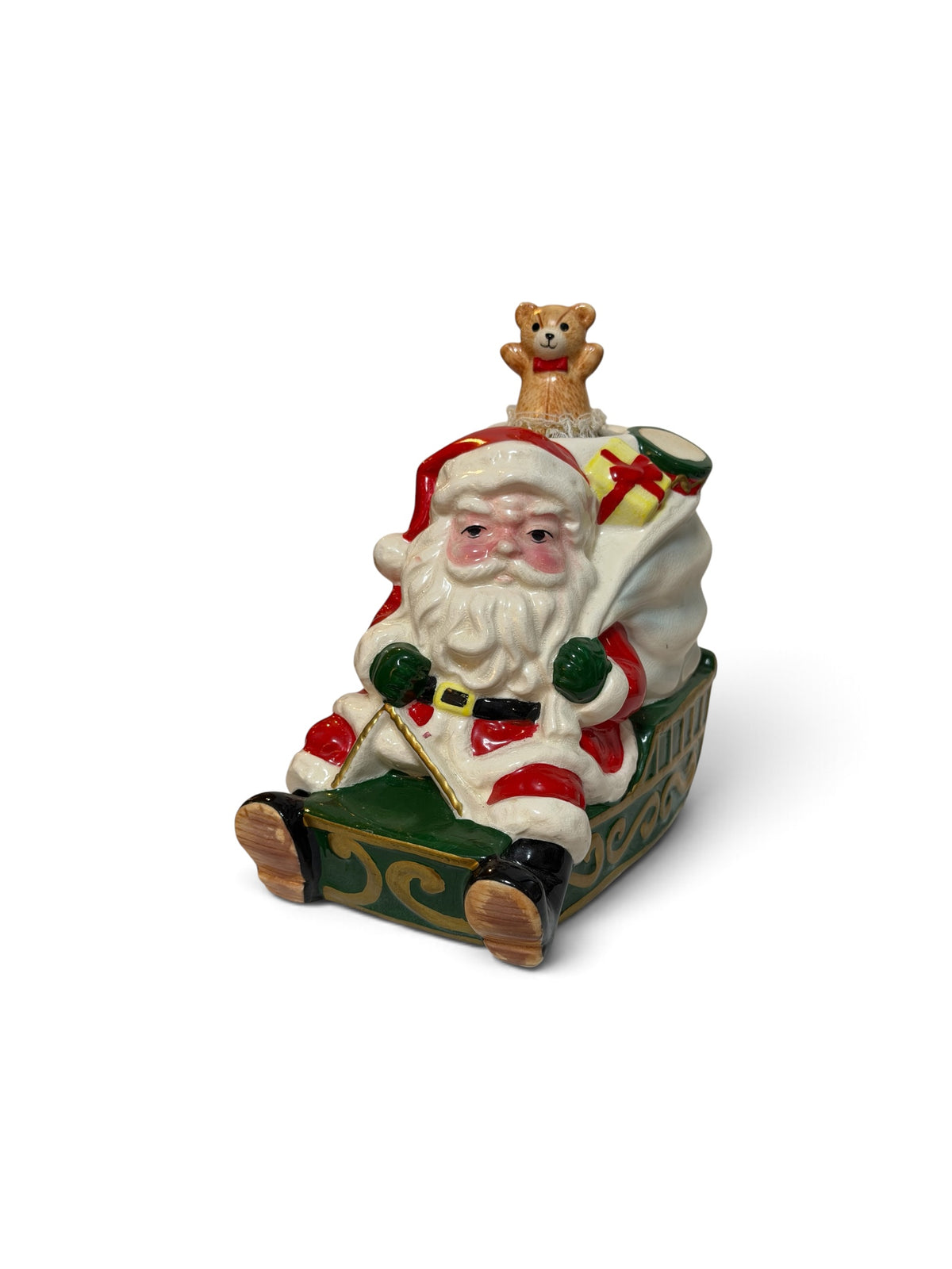 Vintage Enesco Animated Santa Claus Sleigh Musical Box – Santa Claus Is Coming to Town