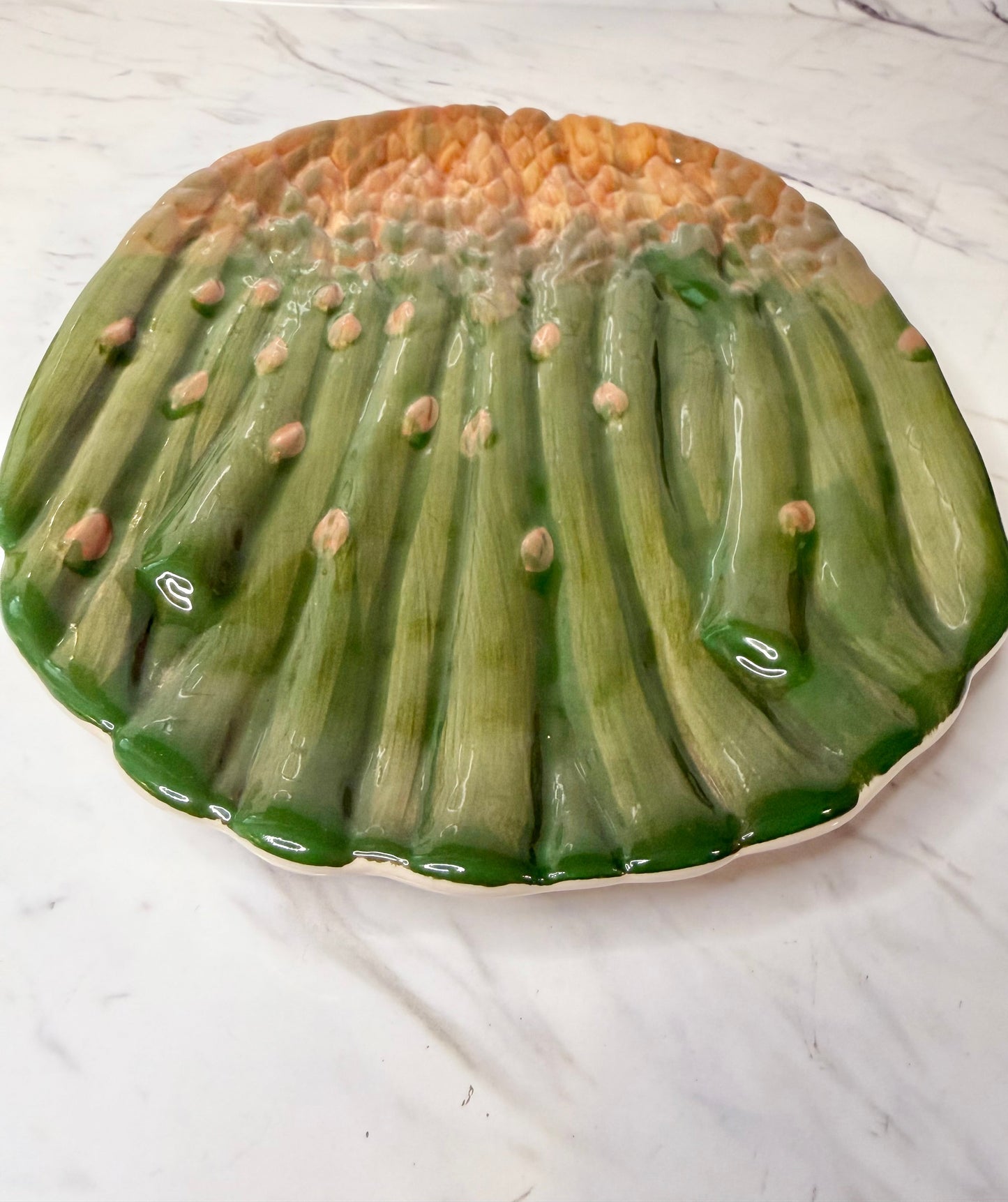 Vintage Lillian Vernon Asparagus Plate – Hand-Painted Ceramic Serving Dish
