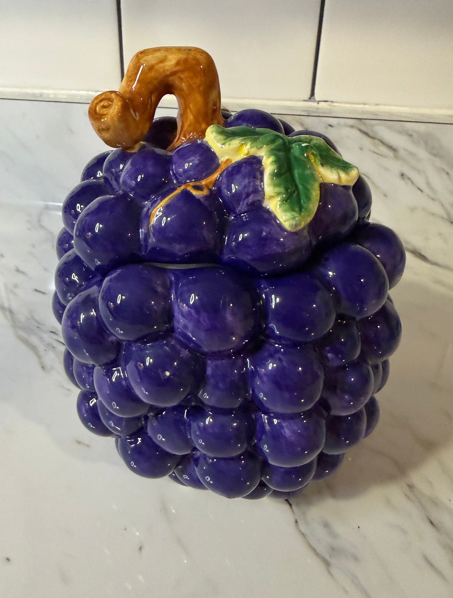 Vintage Ceramic Grape Cluster Jar