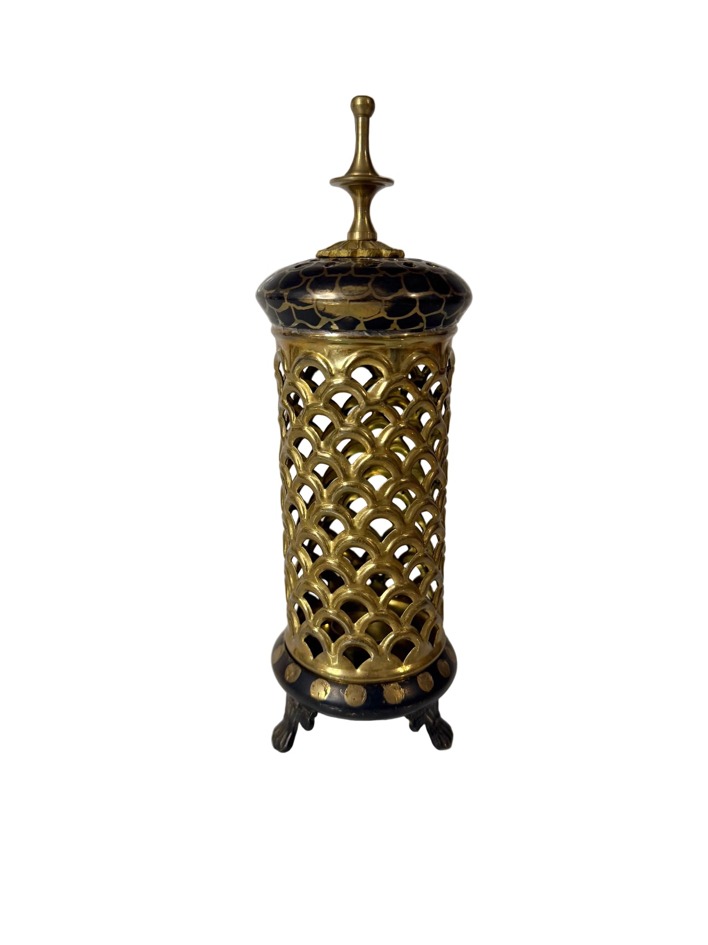 Vintage Brass Pierced Lantern Candle Holder