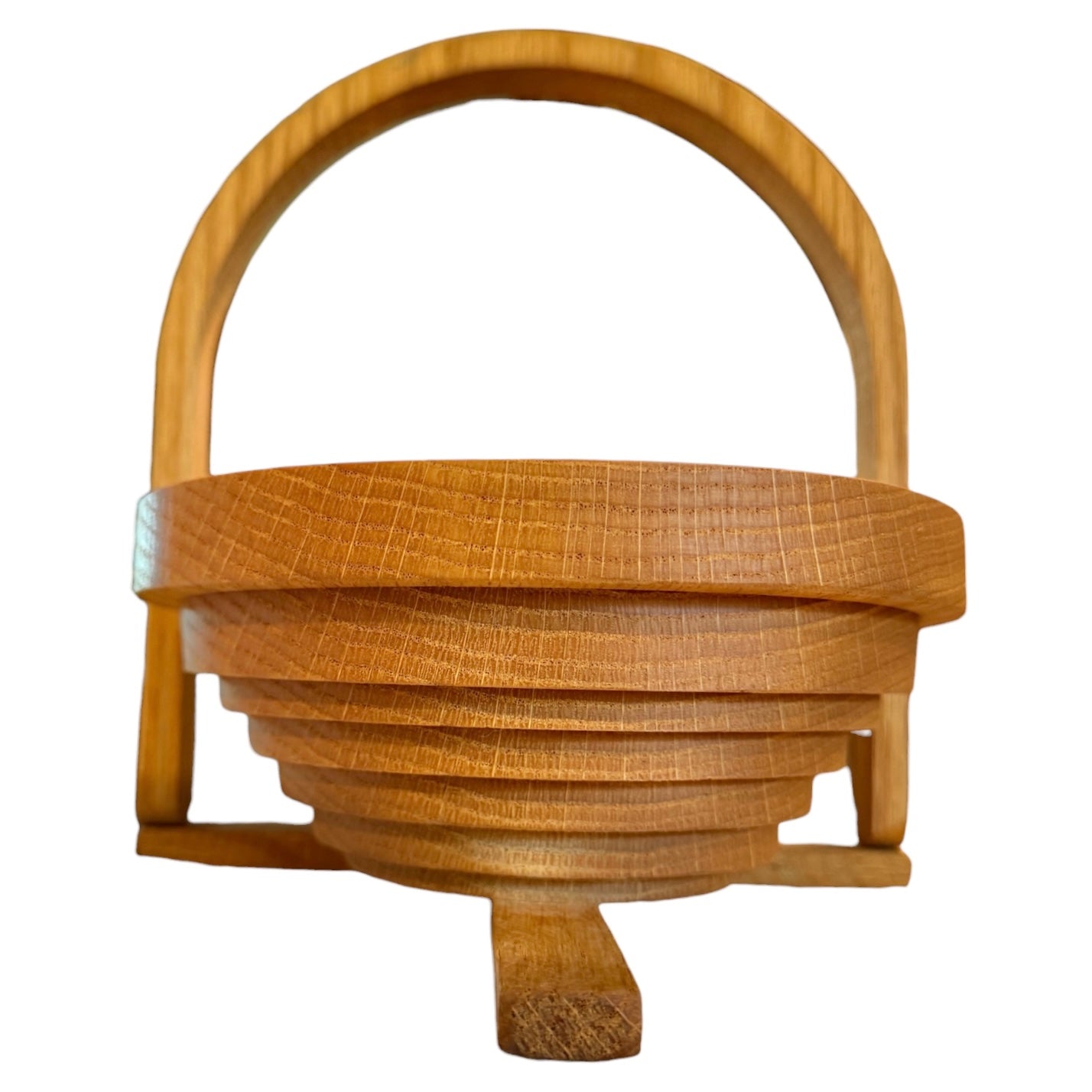 Collapsible Vintage Wooden Basket by C. Saw Crafts | Folding Wooden Fruit Basket & Trivet