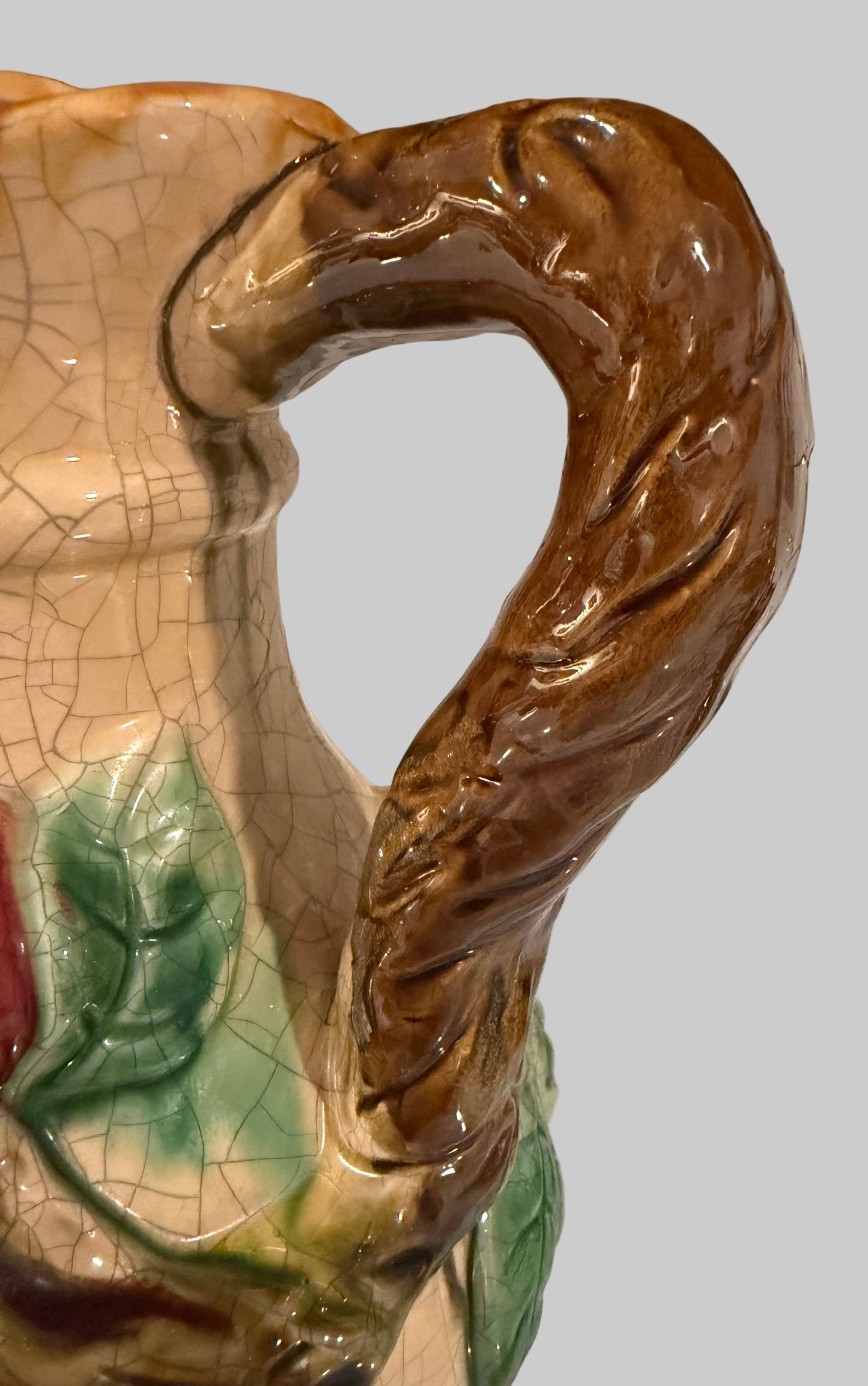 Vintage Majolica / Barbotine Ceramic Fruit Pitcher