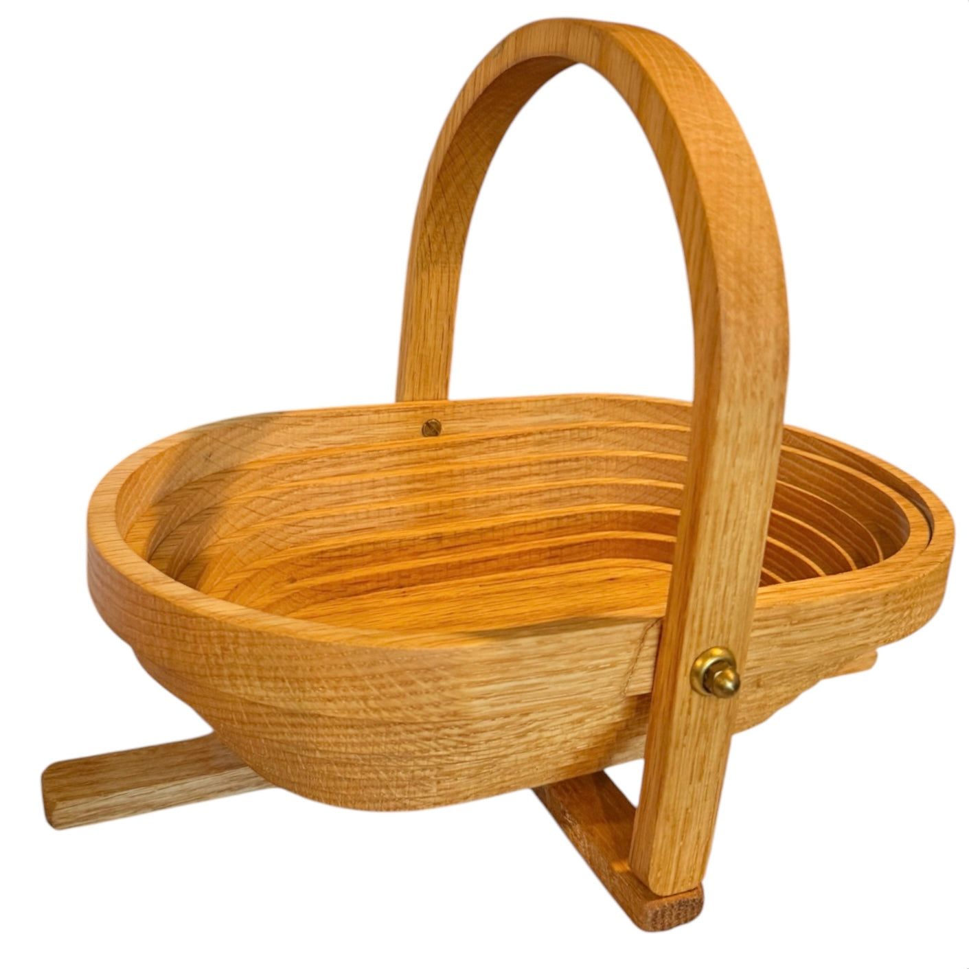 Collapsible Vintage Wooden Basket by C. Saw Crafts | Folding Wooden Fruit Basket & Trivet