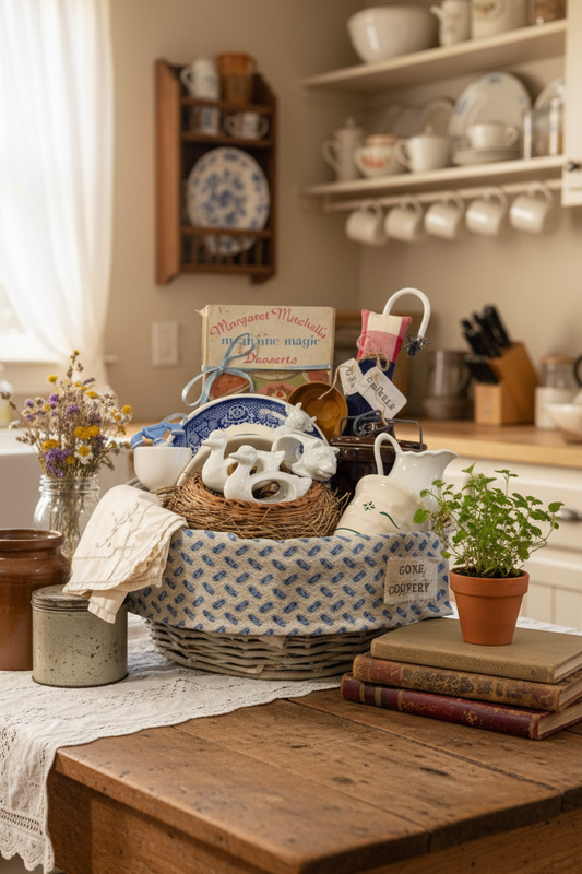 Gone Country Curated Vintage Basket | Americana Cottage Collection | Handcrafted & Thrifted Home Décor Bundle