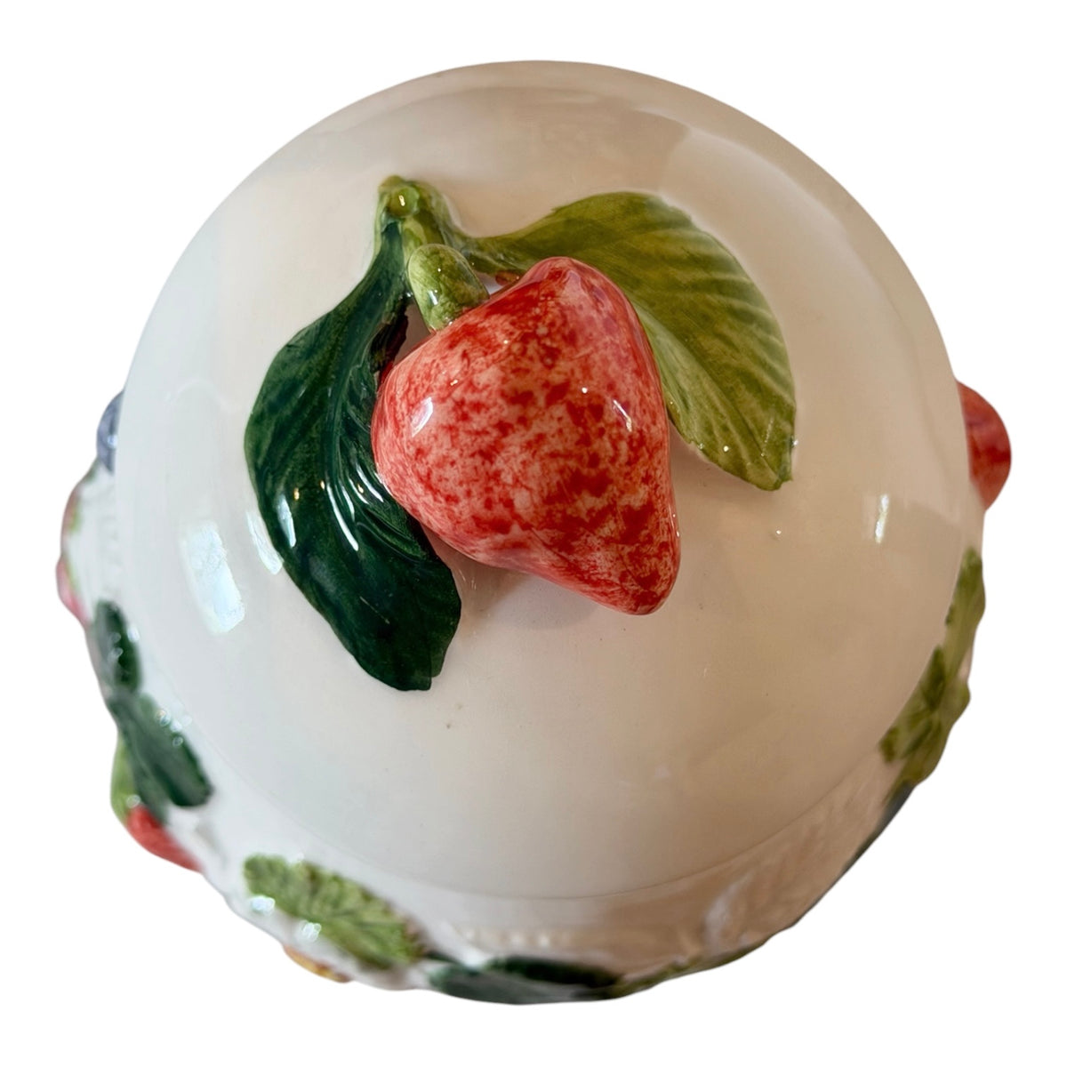 Italian Majolica Sea Gull “Capri” Vintage Creamer & Lidded Sugar Bowl Set | Hand-Painted Berry Motif | Made in Italy