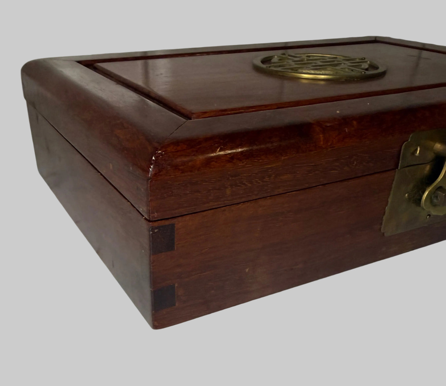 Vintage Chinese Mahogany Jewelry Box by George Zee & Co.