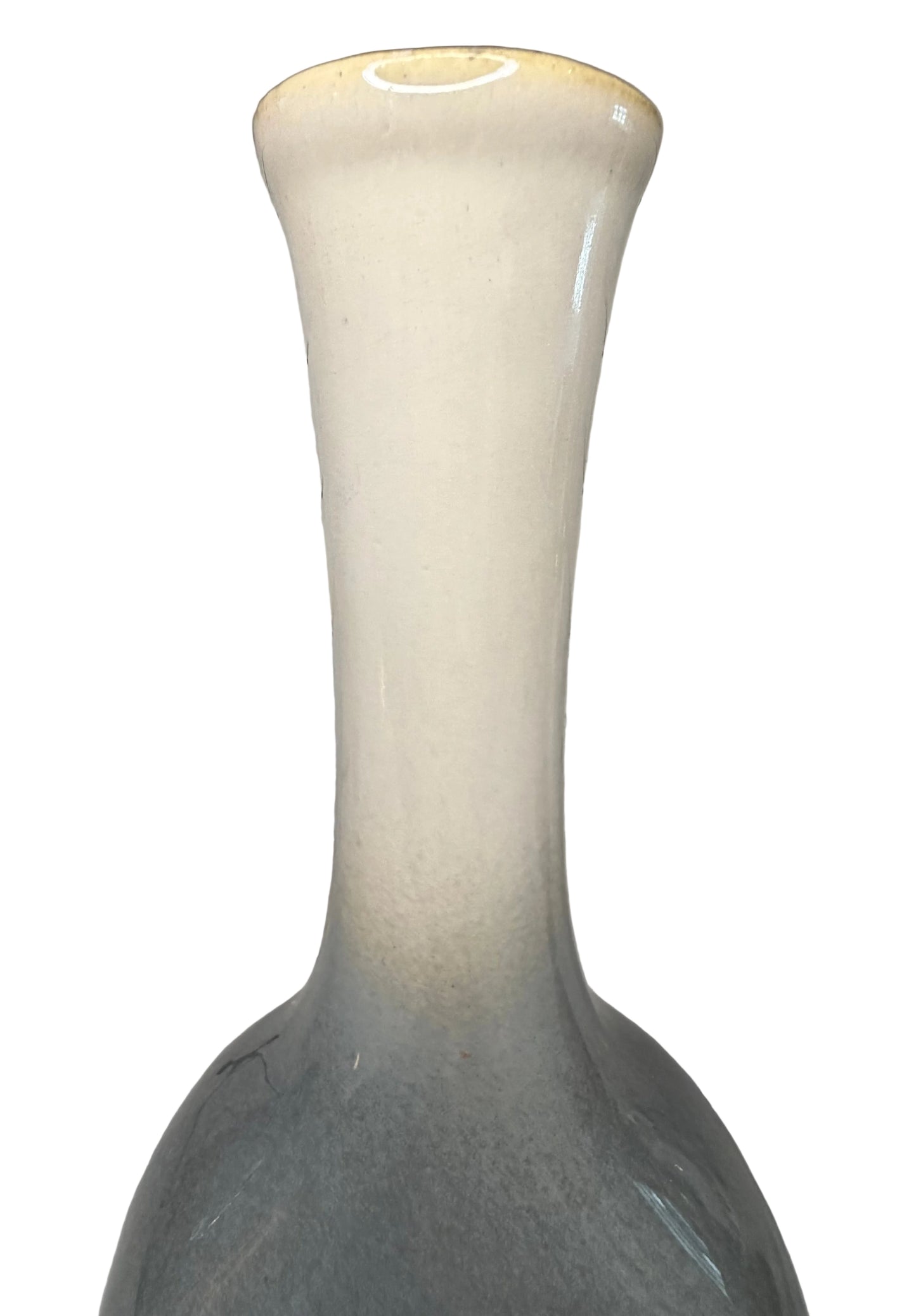 Vintage Art Nouveau Style Ceramic Vase – Blue to White Ombre Glaze