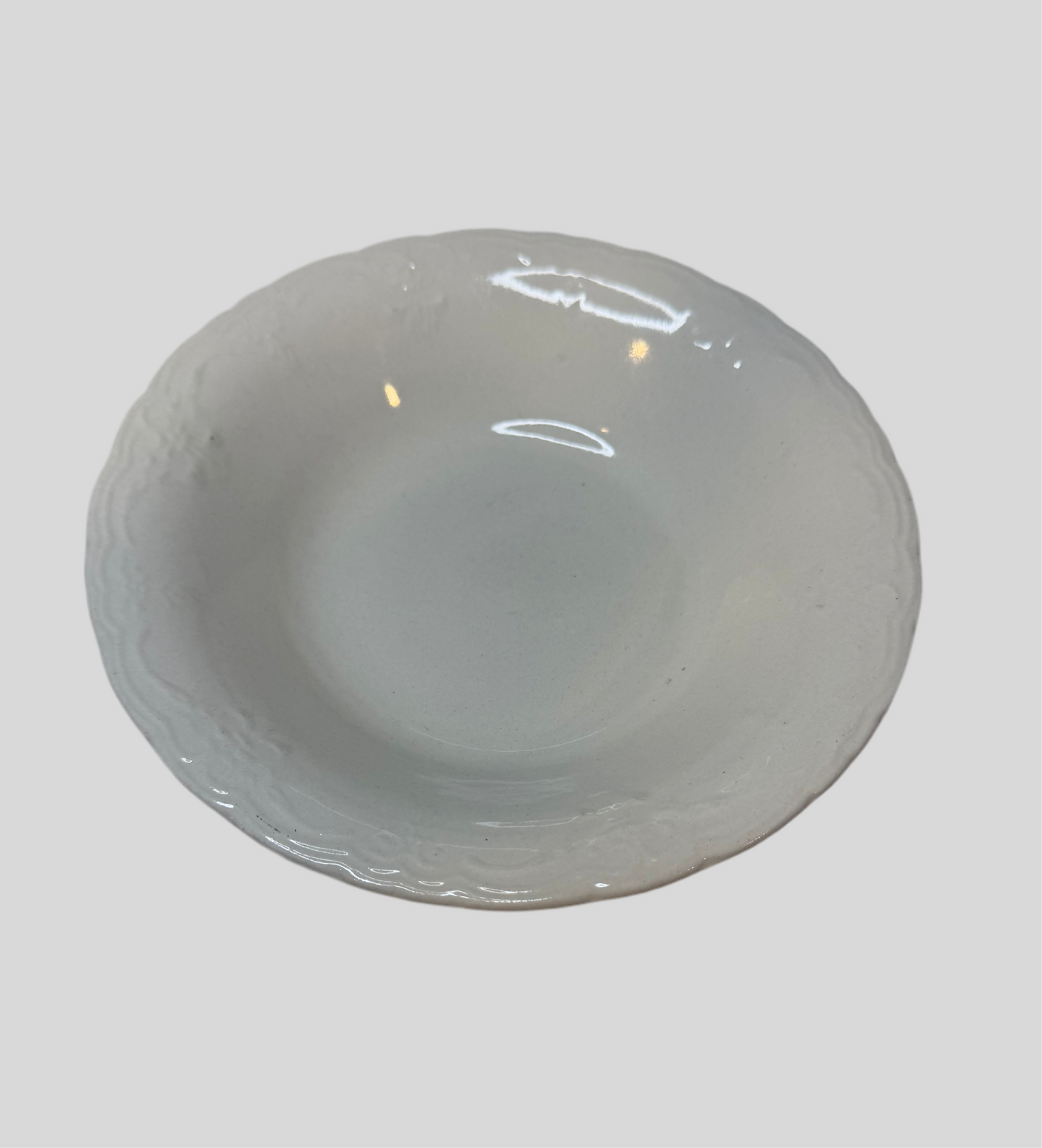 Philippe Richard Versailles White Embossed Bowl | Fleur-de-Lis China | Farmhouse Display