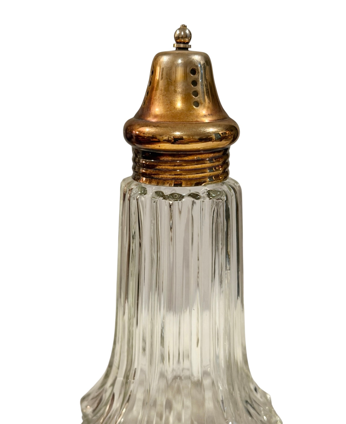 Leonard Crystal Vintage Salt & Pepper Shakers | Silver Plate & Pressed Crystal | Japan