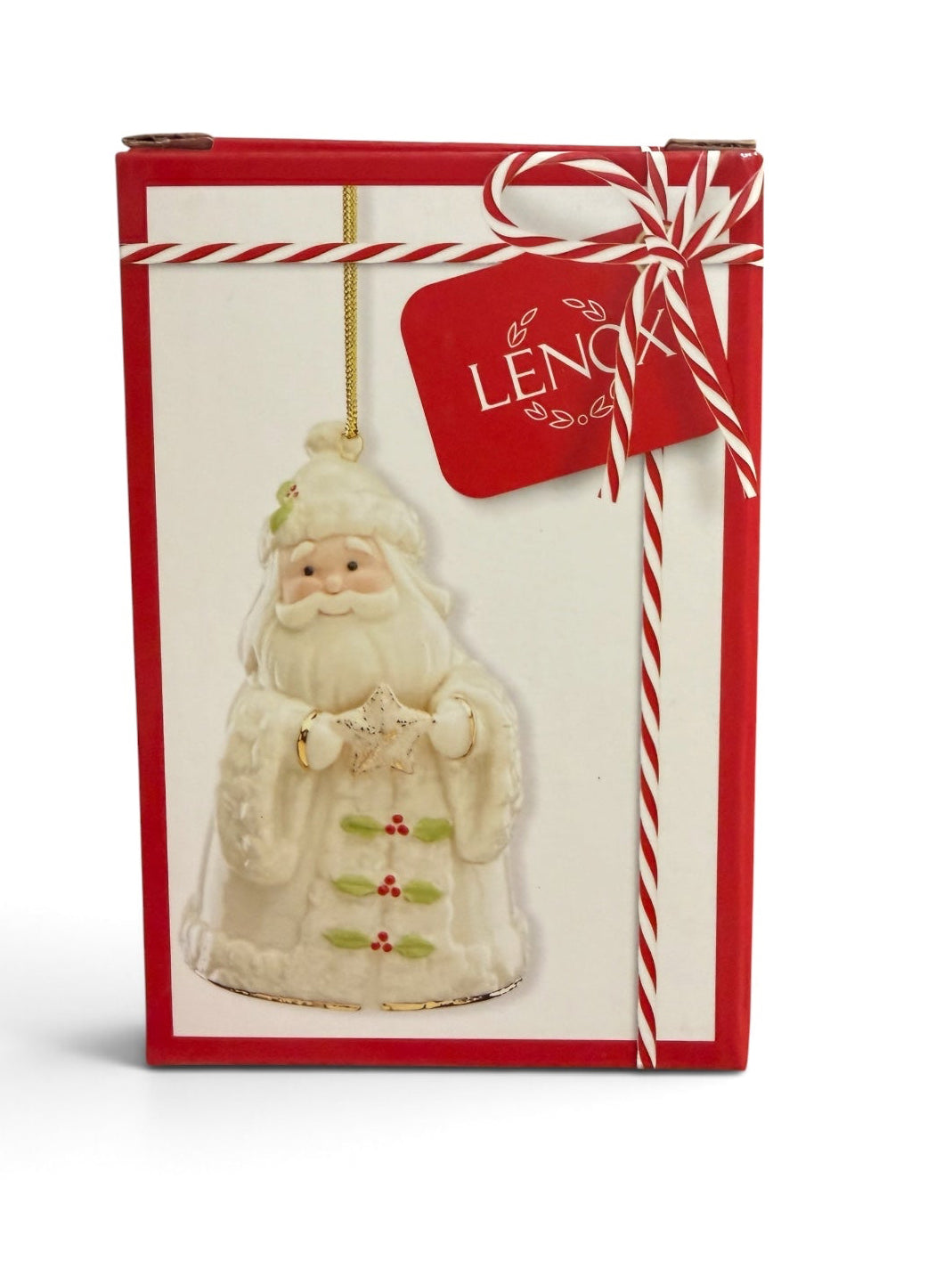 Lenox Holiday Cheer Santa Claus Porcelain Christmas Ornament – 24K Gold Accents – New in Box - 2003 Release