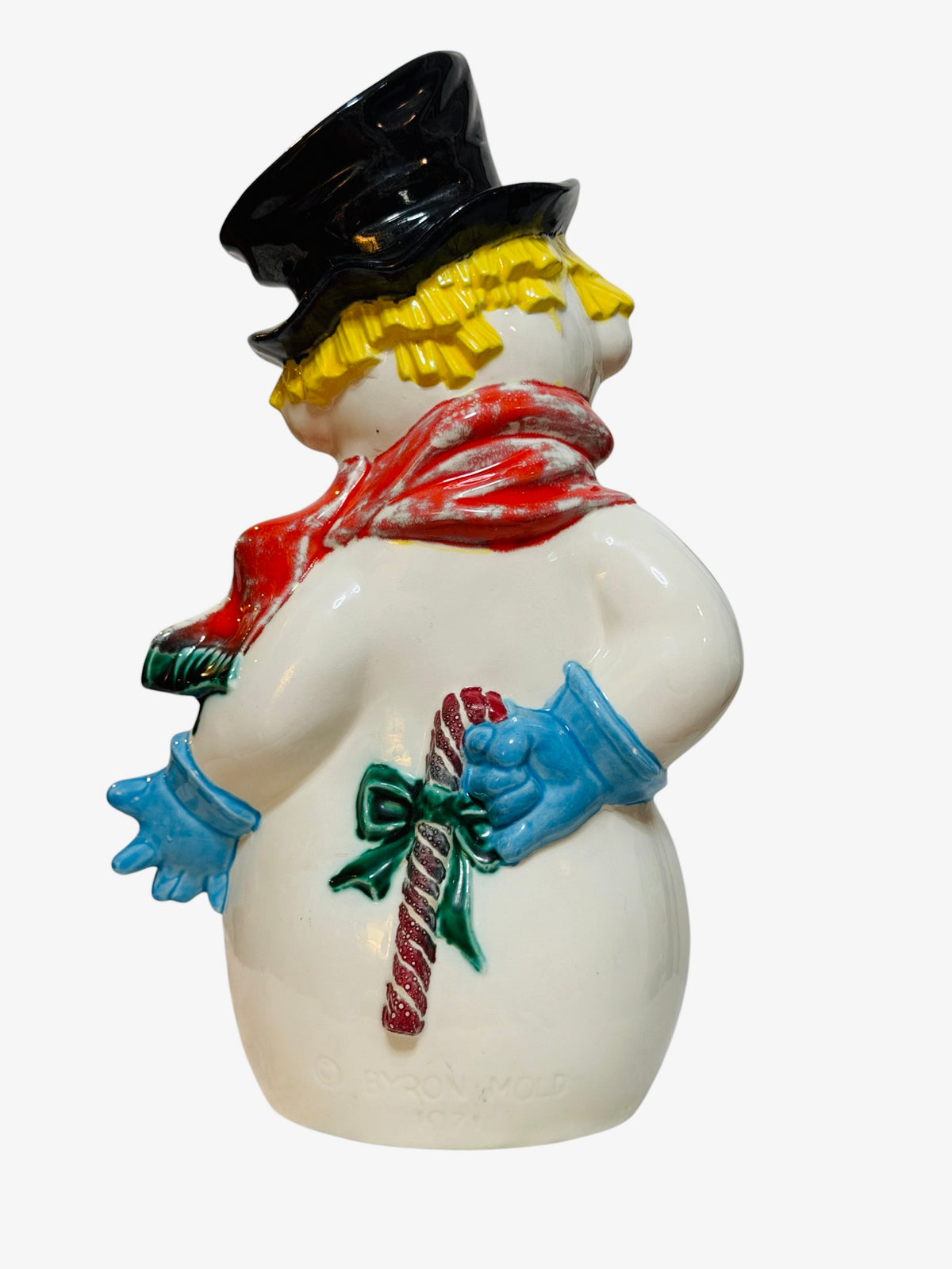 1971 Byron Mold Hand-Painted Ceramic Snowman Figurine – 11”
