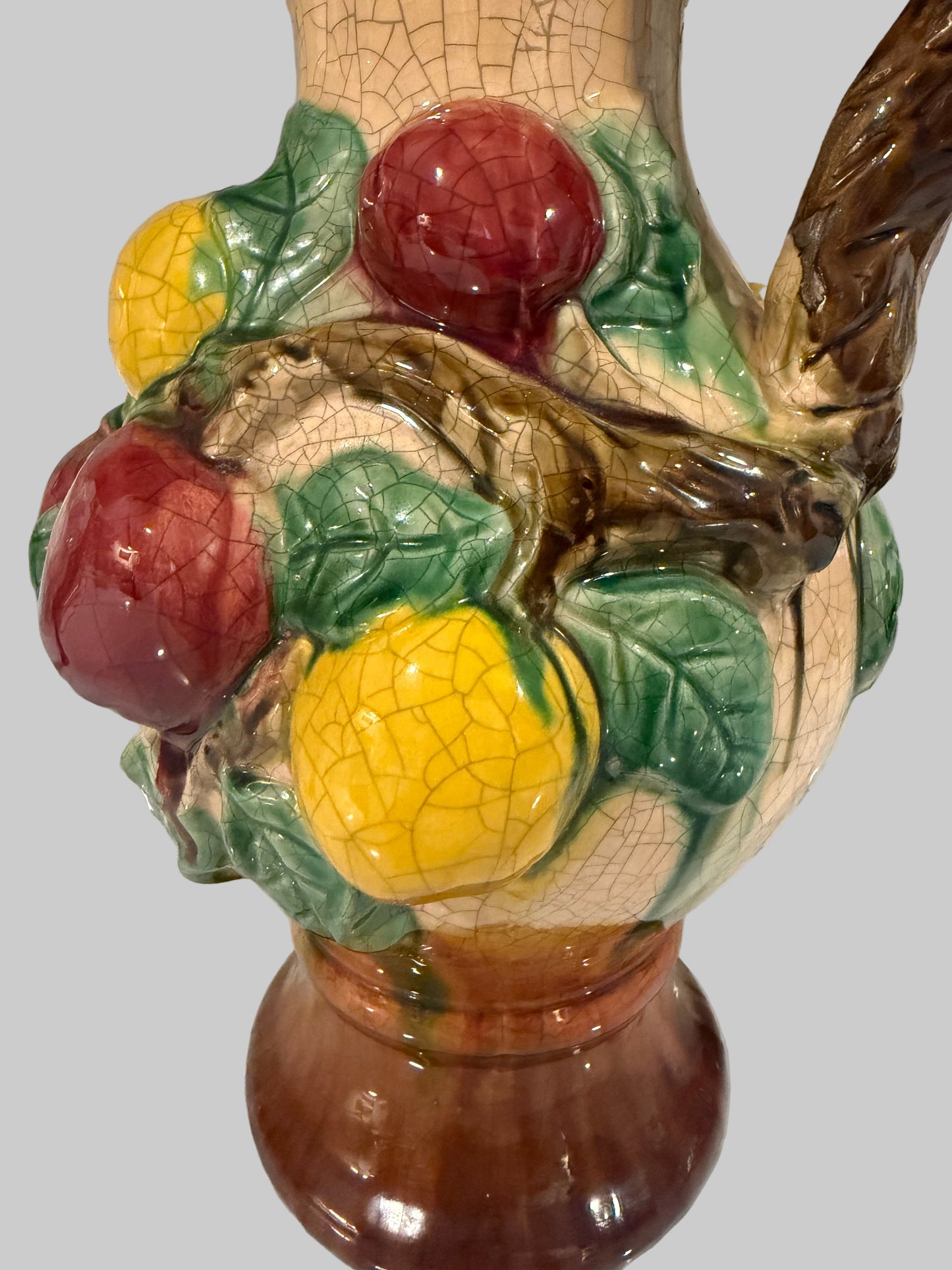 Vintage Majolica / Barbotine Ceramic Fruit Pitcher