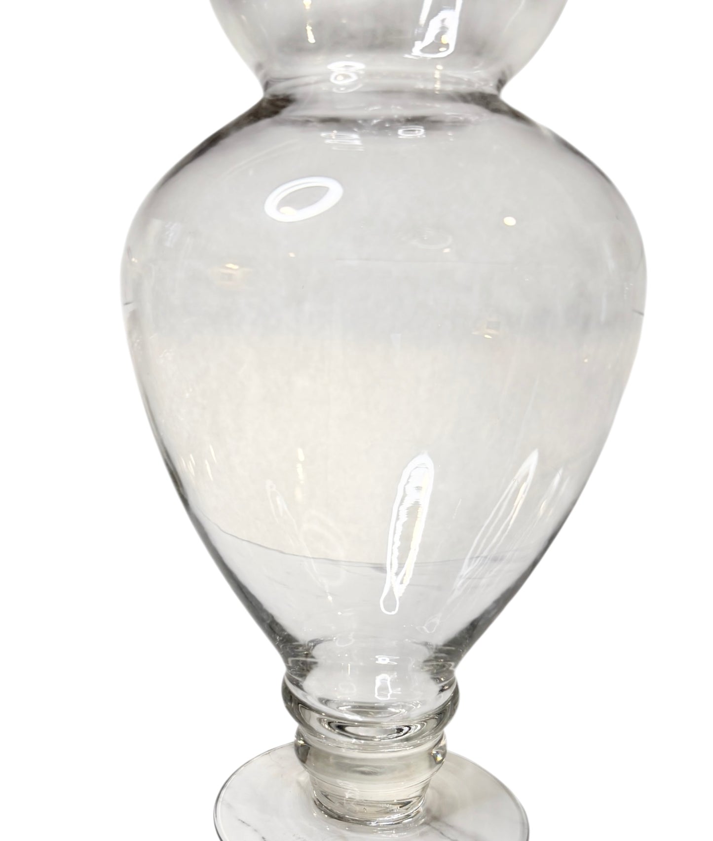 Large 16” Hand-Blown Glass Apothecary Jar with Lid – Footed Candy Jar | Vintage-Style Display Vessel